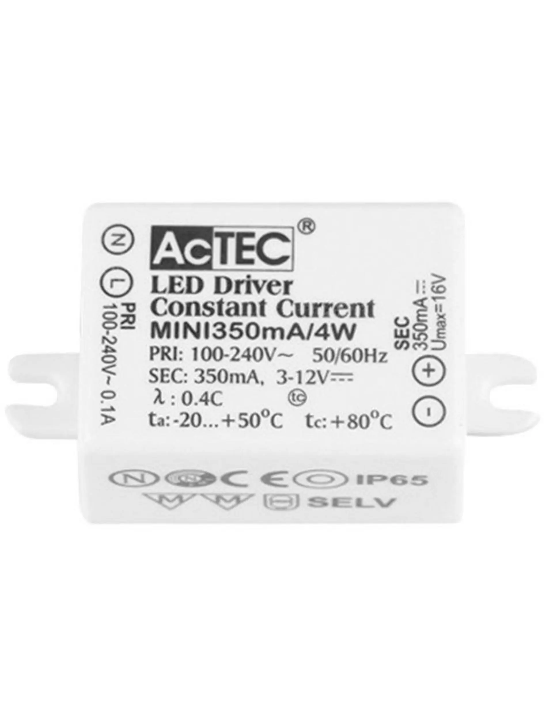 NV 9020170 DRIVER 4W ACTEC MINI IP65 100-240V 3-12V DC 350mA nestmívatelné - NOVA LUCE