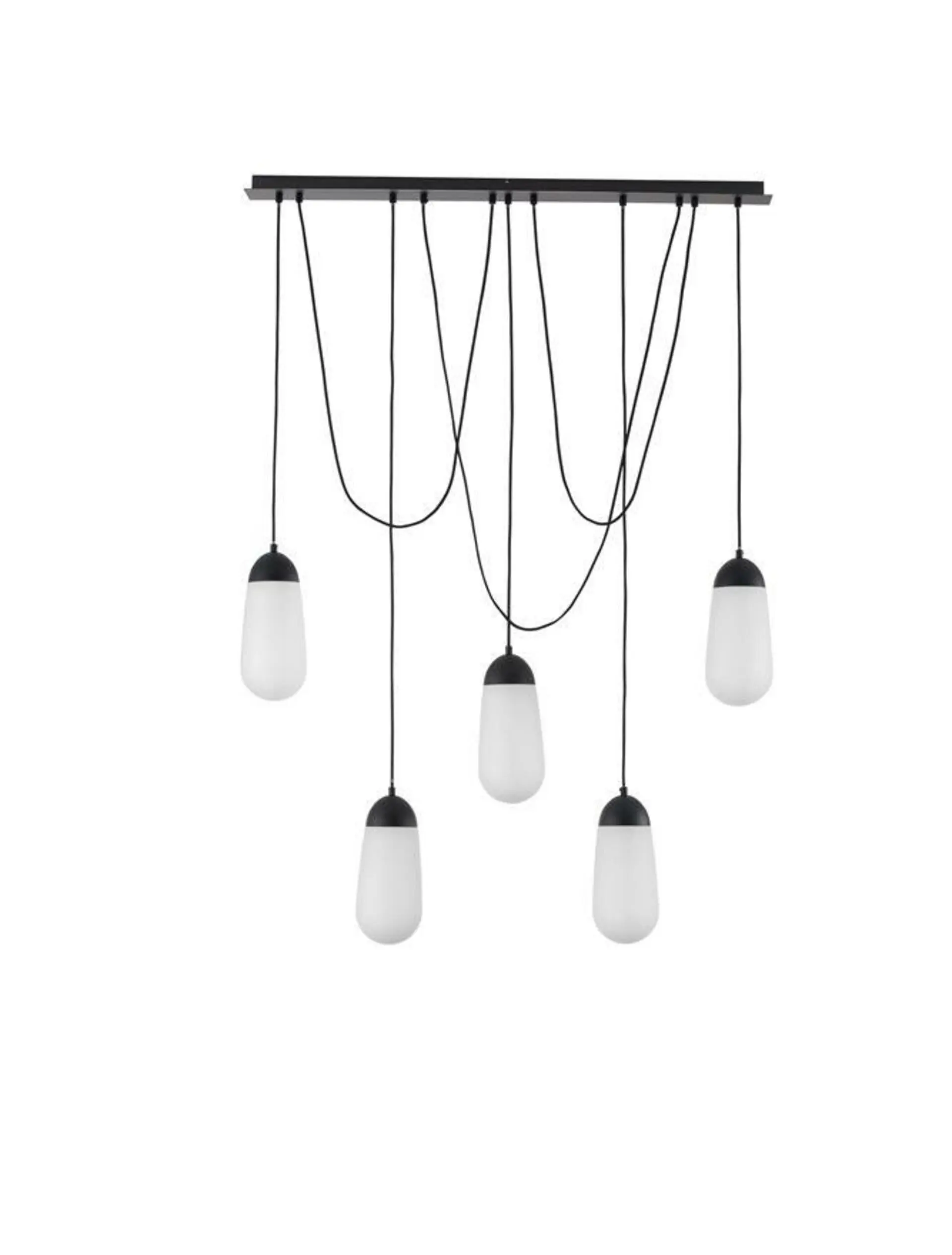 NOVA LUCE závěsné svítidlo BLAKY matný černý kov a opálové sklo E14 5x5W bez žárovky 9092827