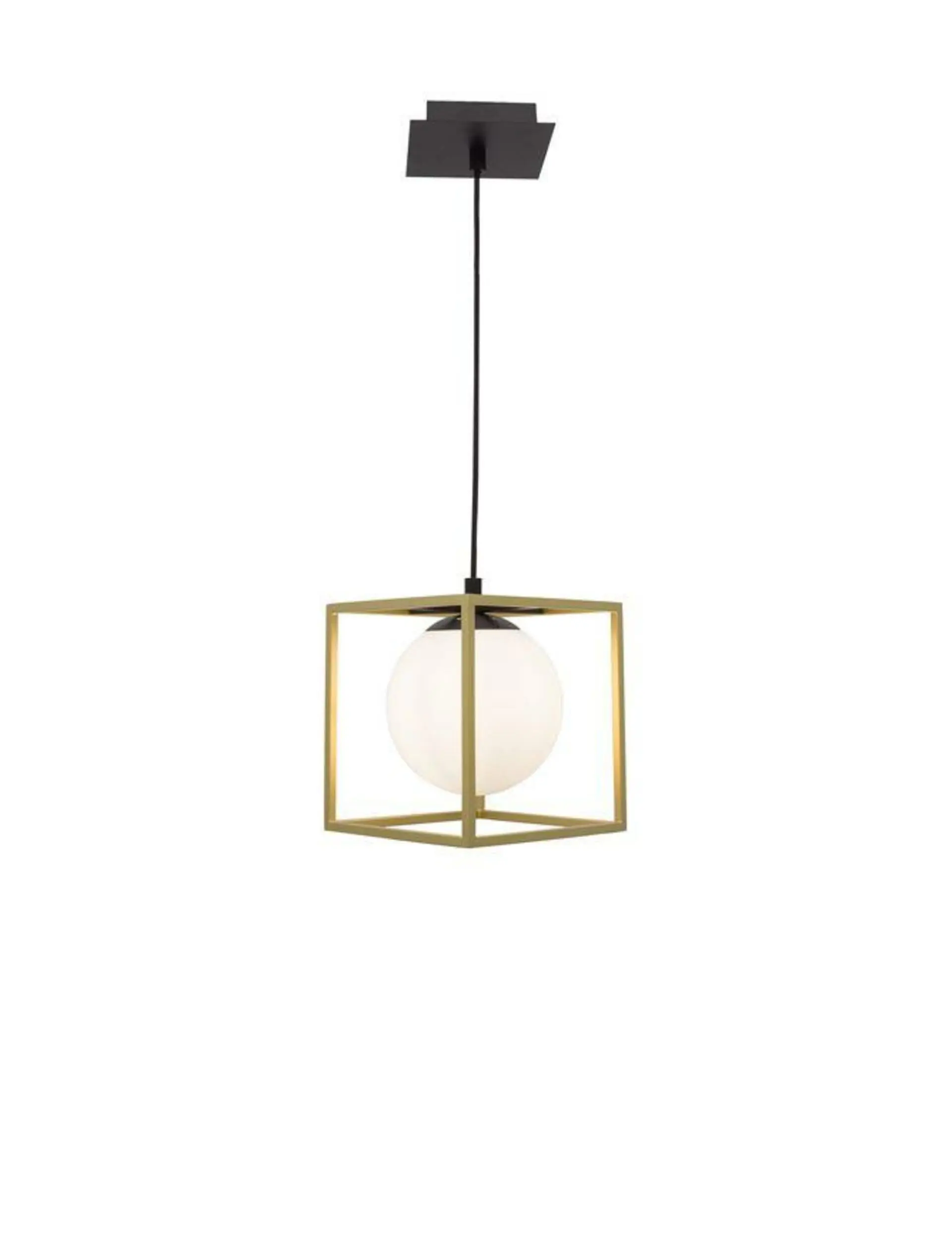 NOVA LUCE závěsné svítidlo JULIET mosaz a černý kov bílé opálové sklo E14 1x12W IP20 bez žárovky 9206401