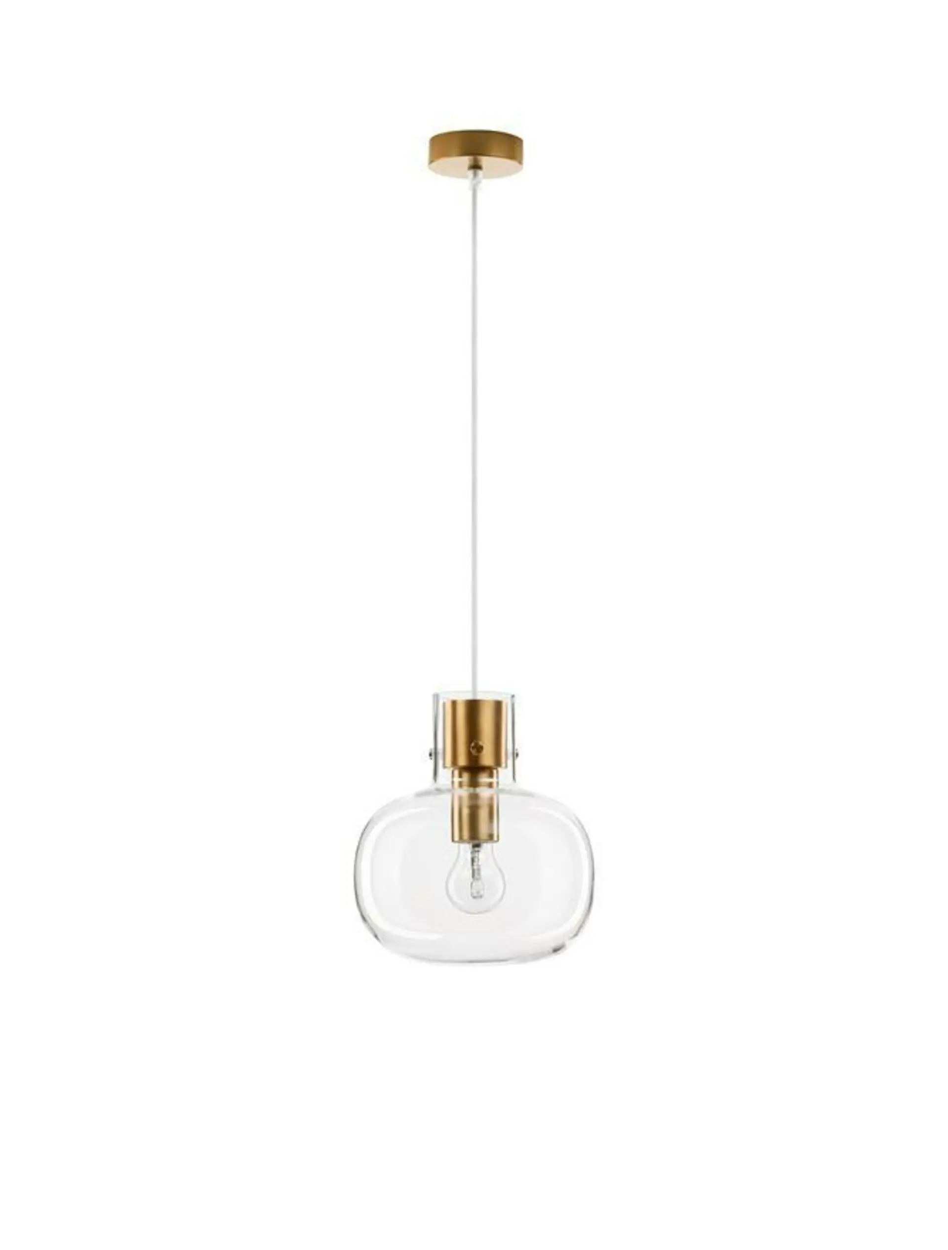 NOVA LUCE závěsné svítidlo CINZIA čiré sklo bílý kabel mosazný zlatý kov E27 1x12W 230V IP20 bez žárovky 9236600