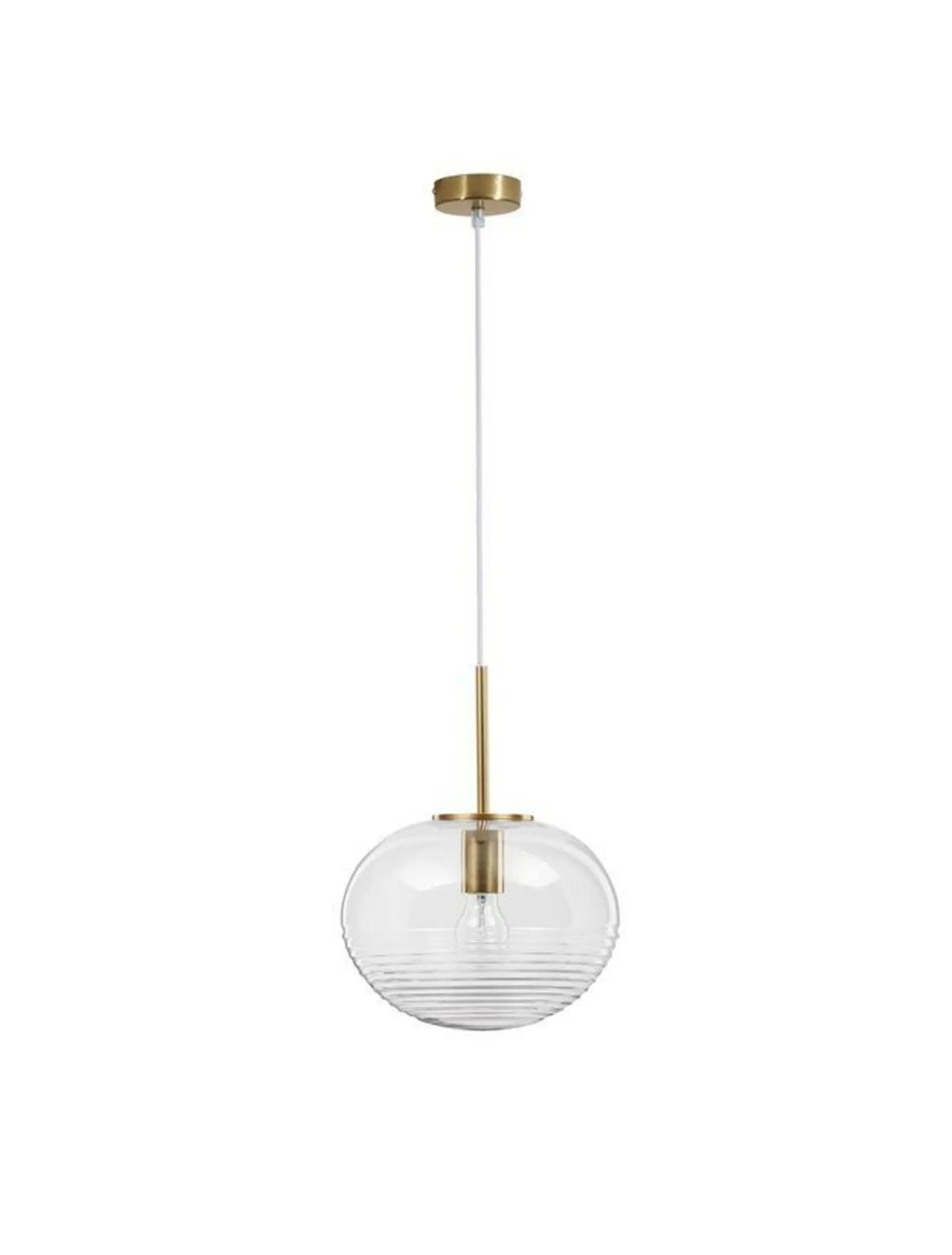 NOVA LUCE závěsné svítidlo MAEVE čiré sklo bílý kabel mosazný zlatý kov E27 1x12W 230V IP20 bez žárovky 9236750