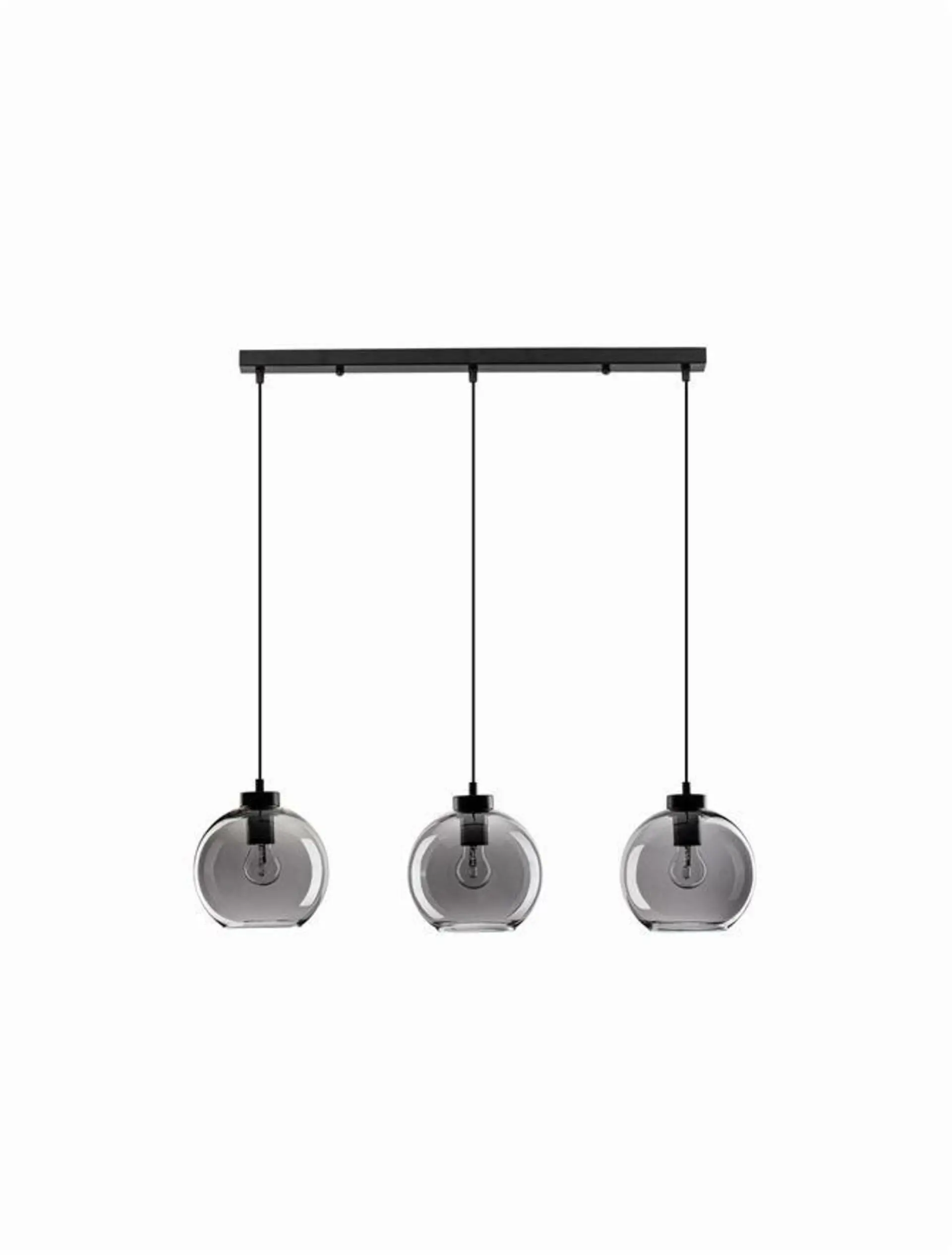 NOVA LUCE závěsné svítidlo PALMER kouřové sklo černý kabel černá kovová základna E27 3x12W 230V IP20 bez žárovky 9241150