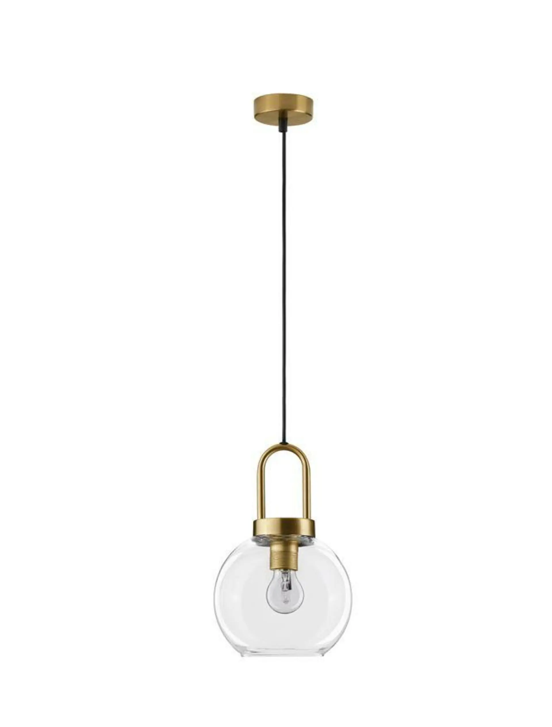 NOVA LUCE závěsné svítidlo IRVINE čiré sklo černý kabel mosazný zlatý kov E27 1x12W 230V IP20 bez žárovky 9241170