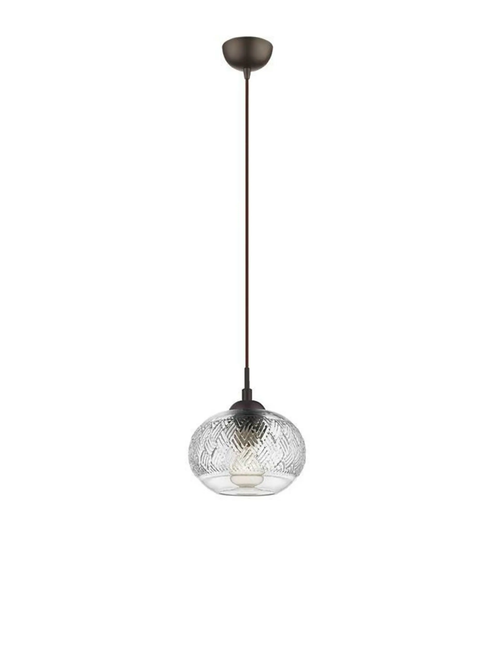 NOVA LUCE závěsné svítidlo DEVON čiré sklo hnědá kovová základna hnědý kabel E14 1x5W IP20 bez žárovky 938226