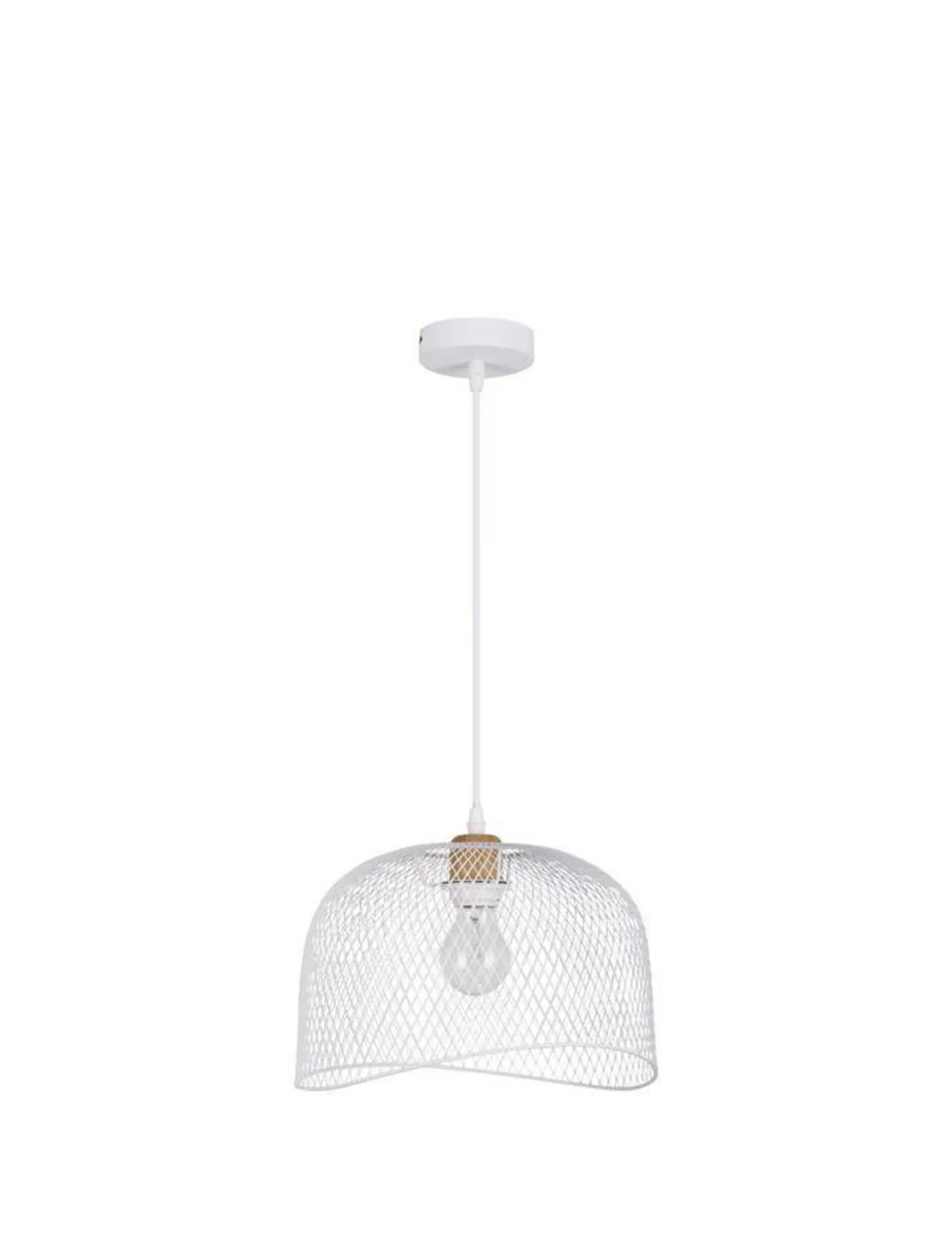 NOVA LUCE závěsné svítidlo LYRON matný bílý kov přírodní dřevo E27 1x12W 230V IP20 bez žárovky 9555802