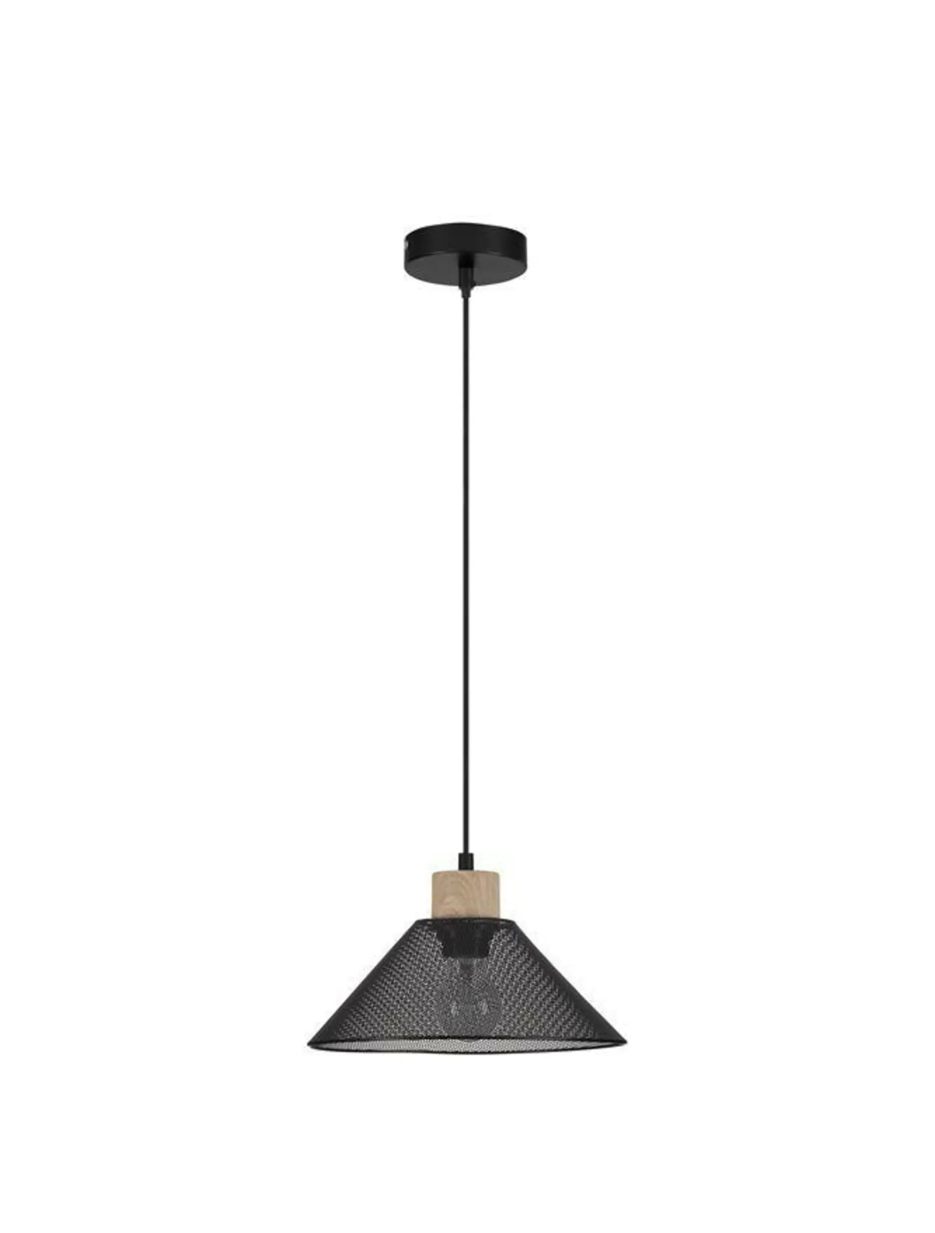 NOVA LUCE závěsné svítidlo IAN matný černý kov přírodní dřevo E27 1x12W 230V bez žárovky IP20 9620128