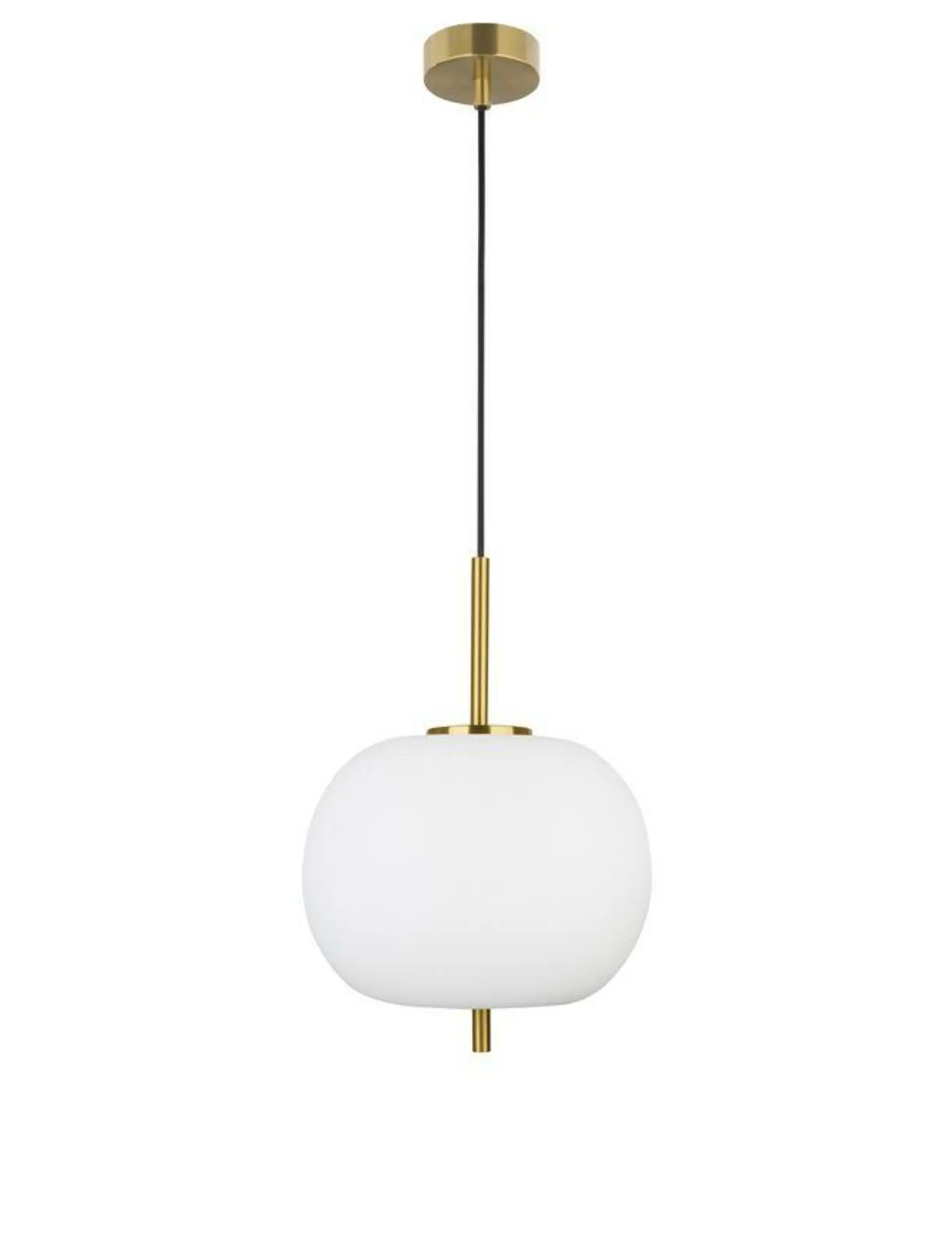 NOVA LUCE závěsné svítidlo LATO opálové sklo antický mosazný kov černý kabel E27 1x12W 230V IP20 bez žárovky 9624061