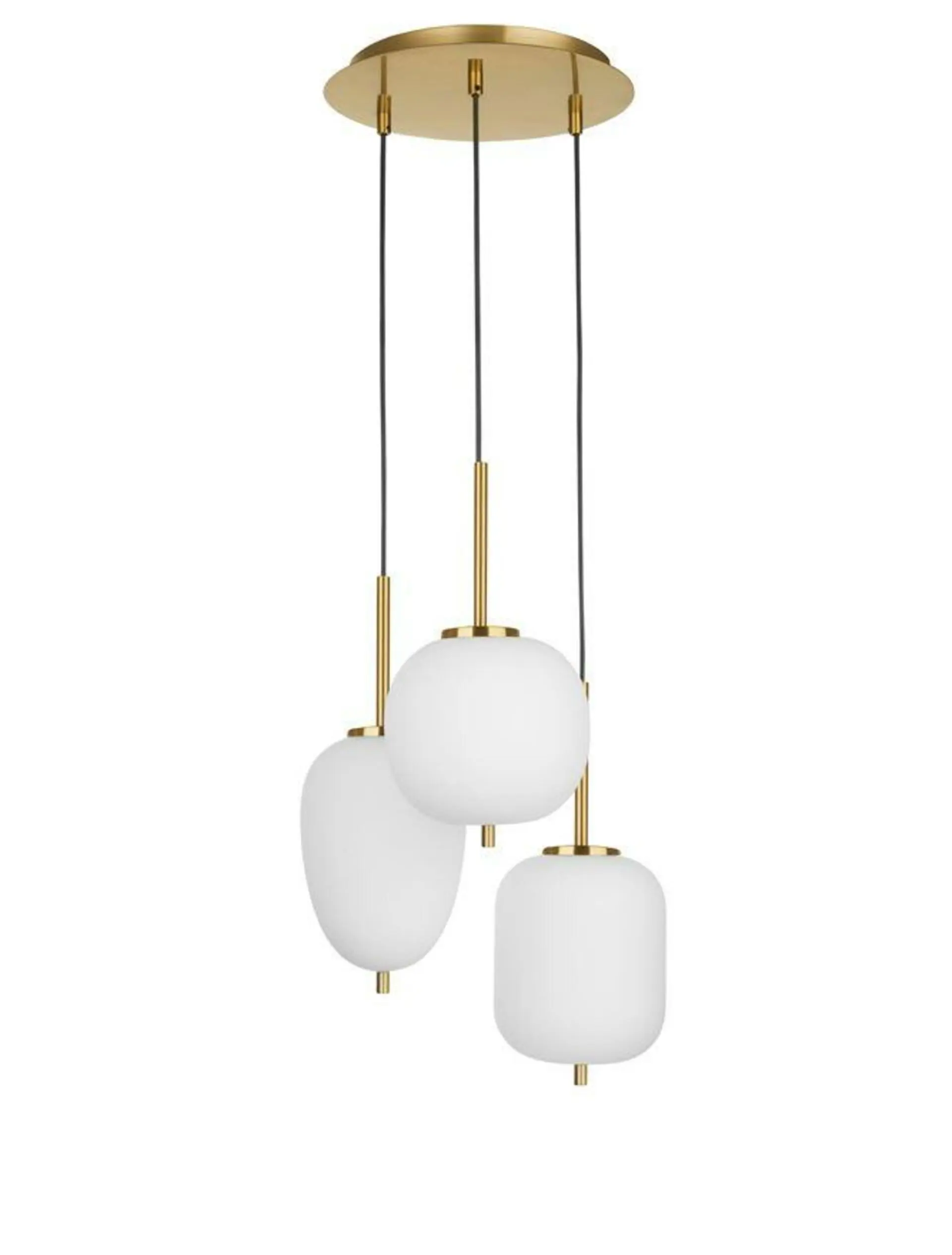 NOVA LUCE závěsné svítidlo LATO opálové sklo antický mosazný kov černý kabel E14 3x5W 230V IP20 bez žárovky 9624068