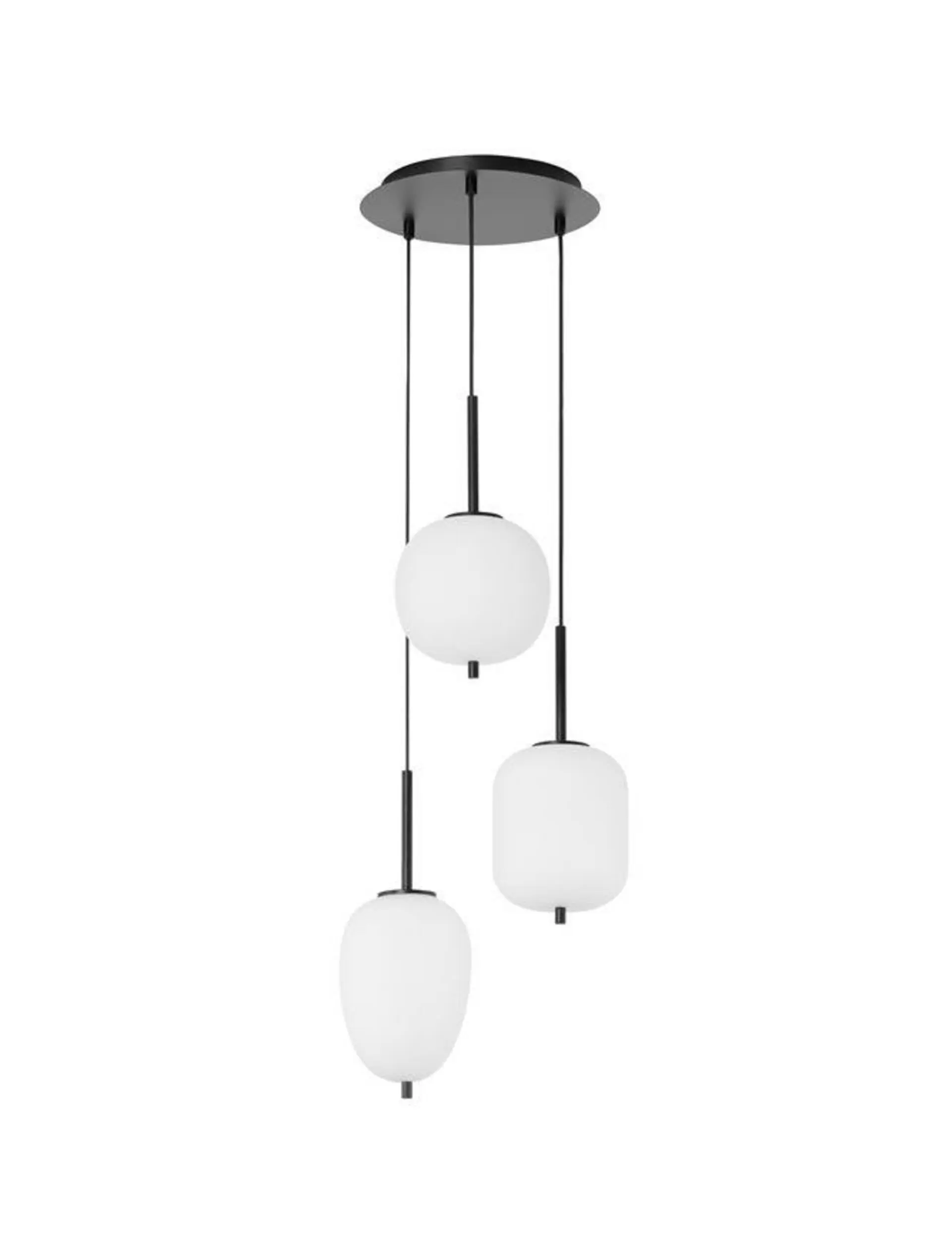 NOVA LUCE závěsné svítidlo LATO černý kov a opálové sklo E14 3x5W 230V IP20 bez žárovky 9624078