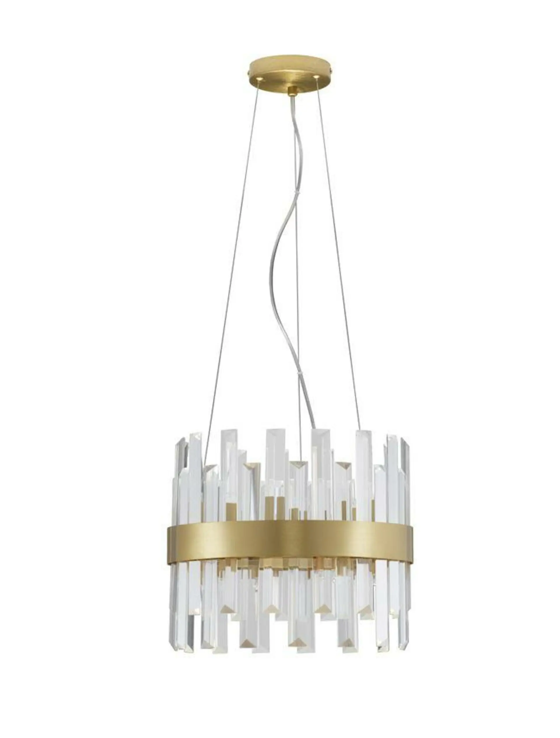 NOVA LUCE závěsné svítidlo CROWN saténový zlatý kov čirý křišťál (30 ks) G9 5x5W 230V IP20 bez žárovky 9695219