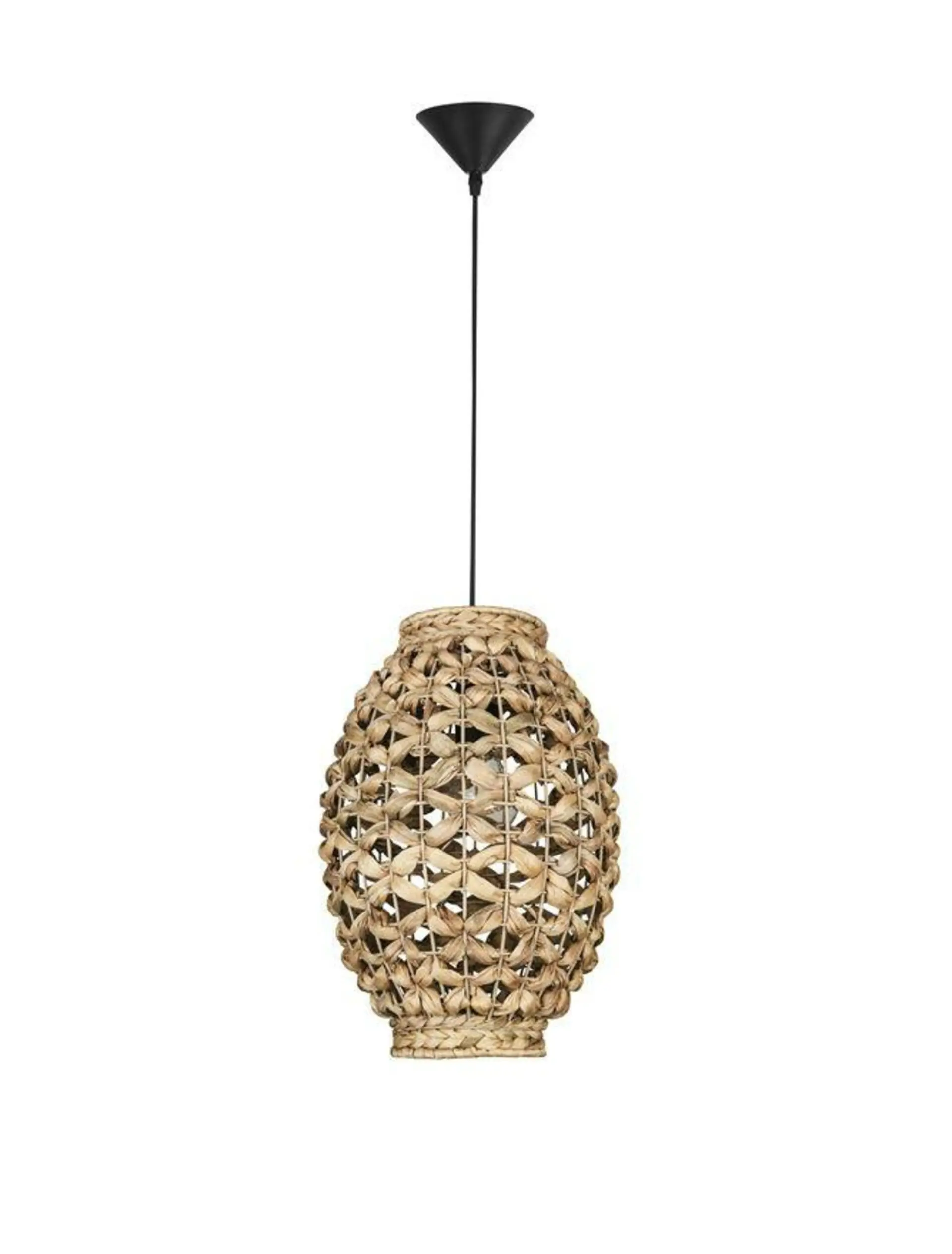 NOVA LUCE závěsné svítidlo GRIFFIN sušený vodní hyacint černý kabel E27 1x12W 230V IP20 bez žárovky 9858748