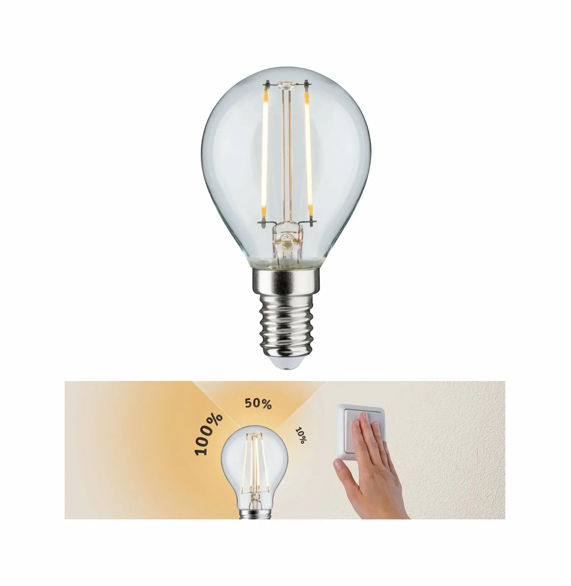 P 28573 LED kapka 2,5W E14 čirá 230 V 3-krokové-stmívatelné - PAULMANN