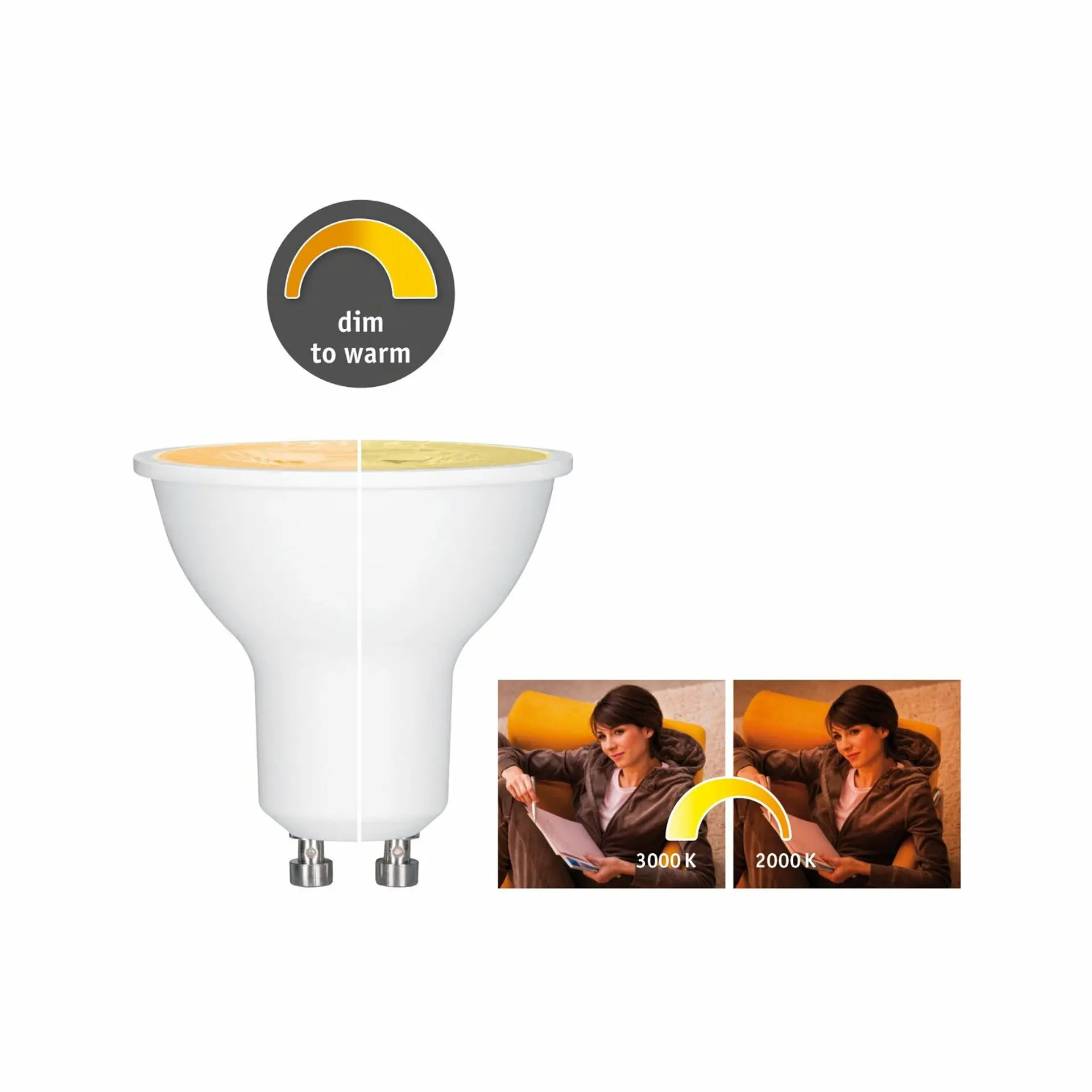 P 28735 AKCE - Žárovka LED 6W GU10 1.800 - 3.000K dim to warm - PAULMANN