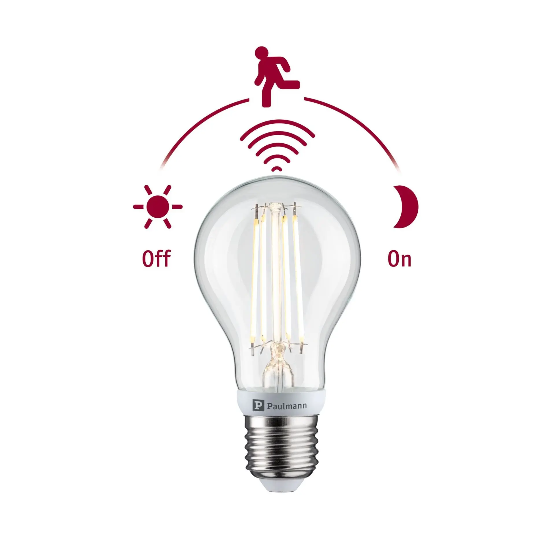 P 28999 Filament 230V LED žárovka E27 se soumrakovým a pohybovým čidlem (HF) 7W 2700K E27 - PAULMANN
