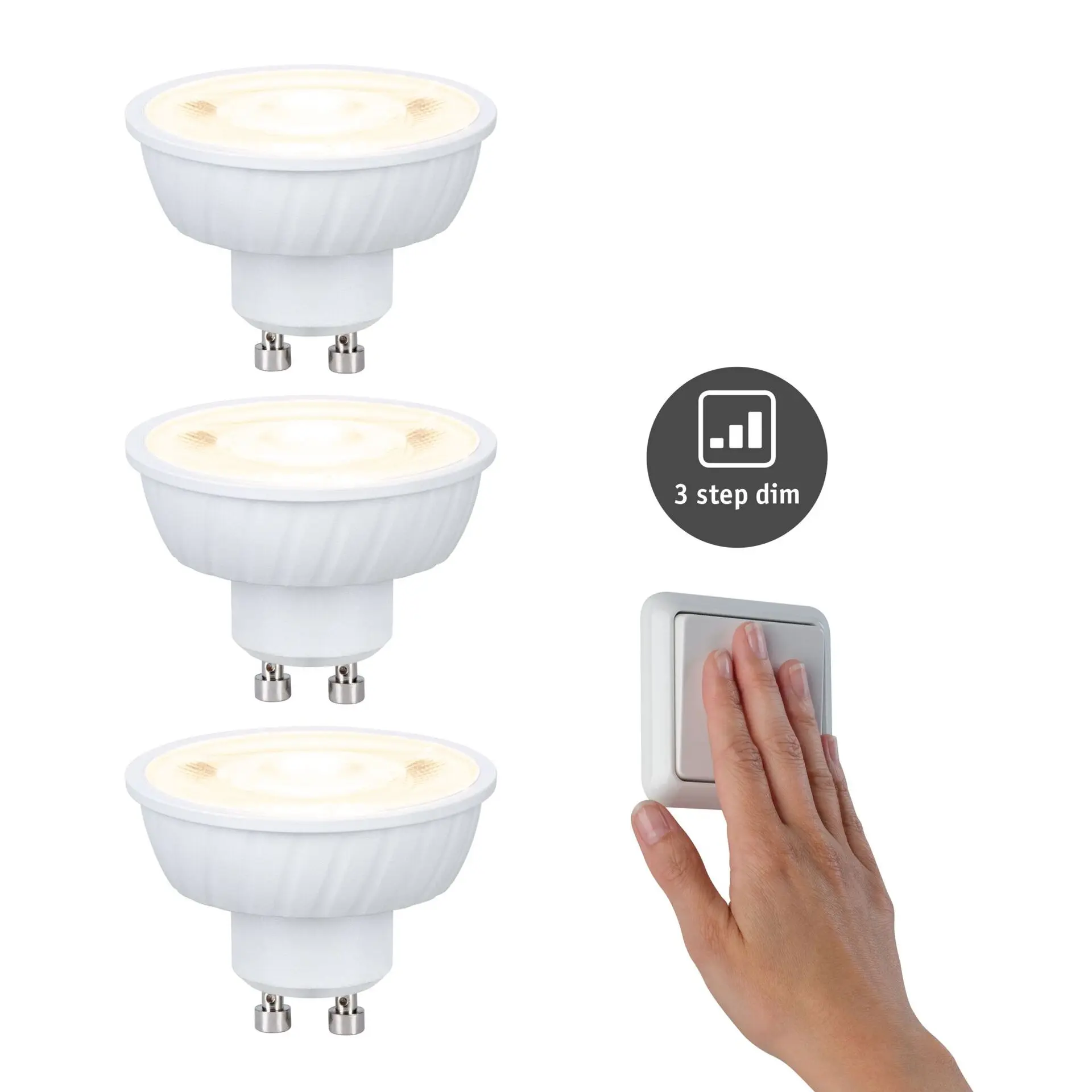 P 29271 Standard 230V LED reflektor GU10 Flat 37mm 3x4,9W 2700K stmívatelné bílá - PAULMANN