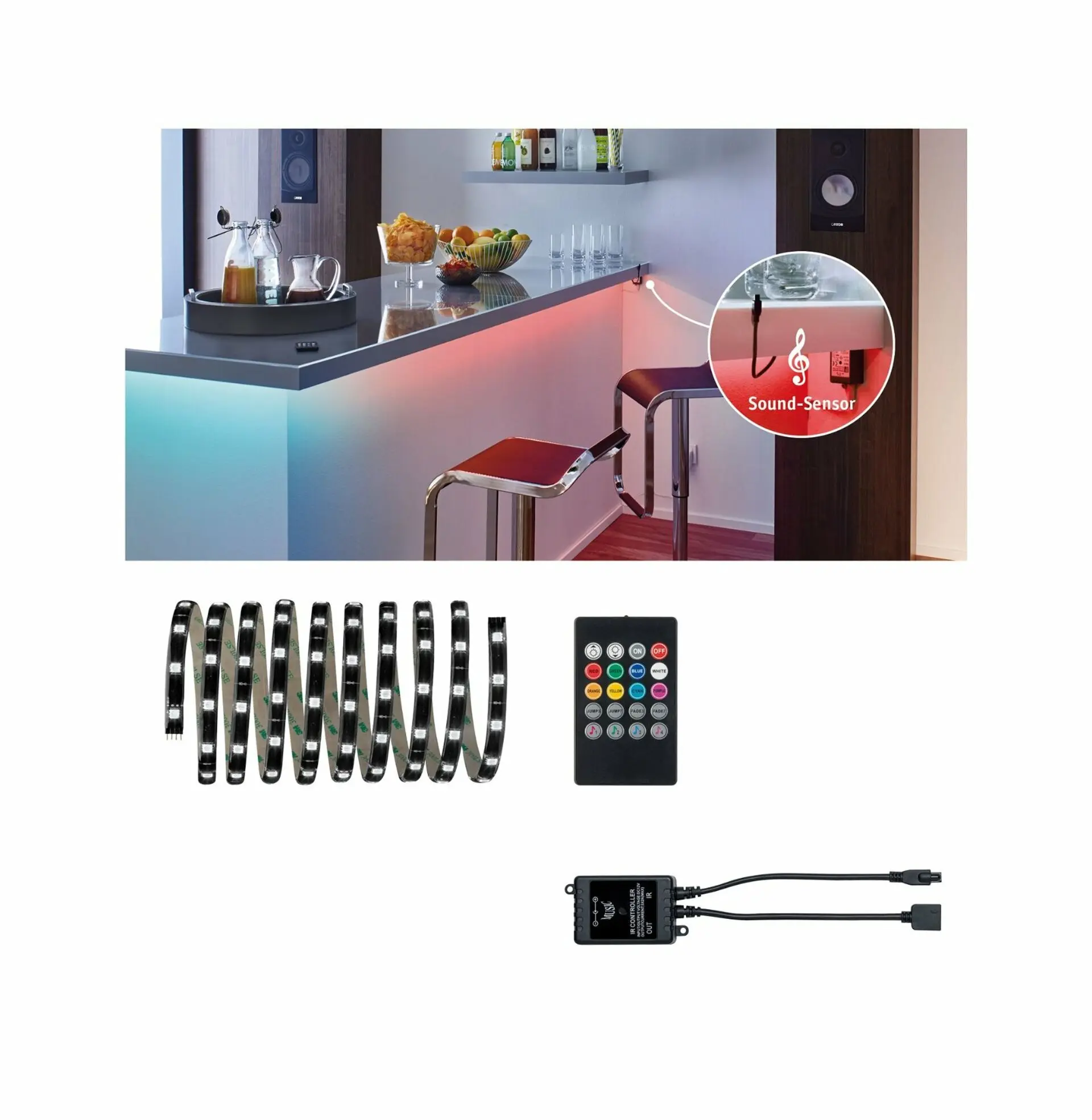 P 70956 YourLED Lights and Soa Comfort sada 3m RGB pro hudebně ovládaná změna barev - PAULMANN