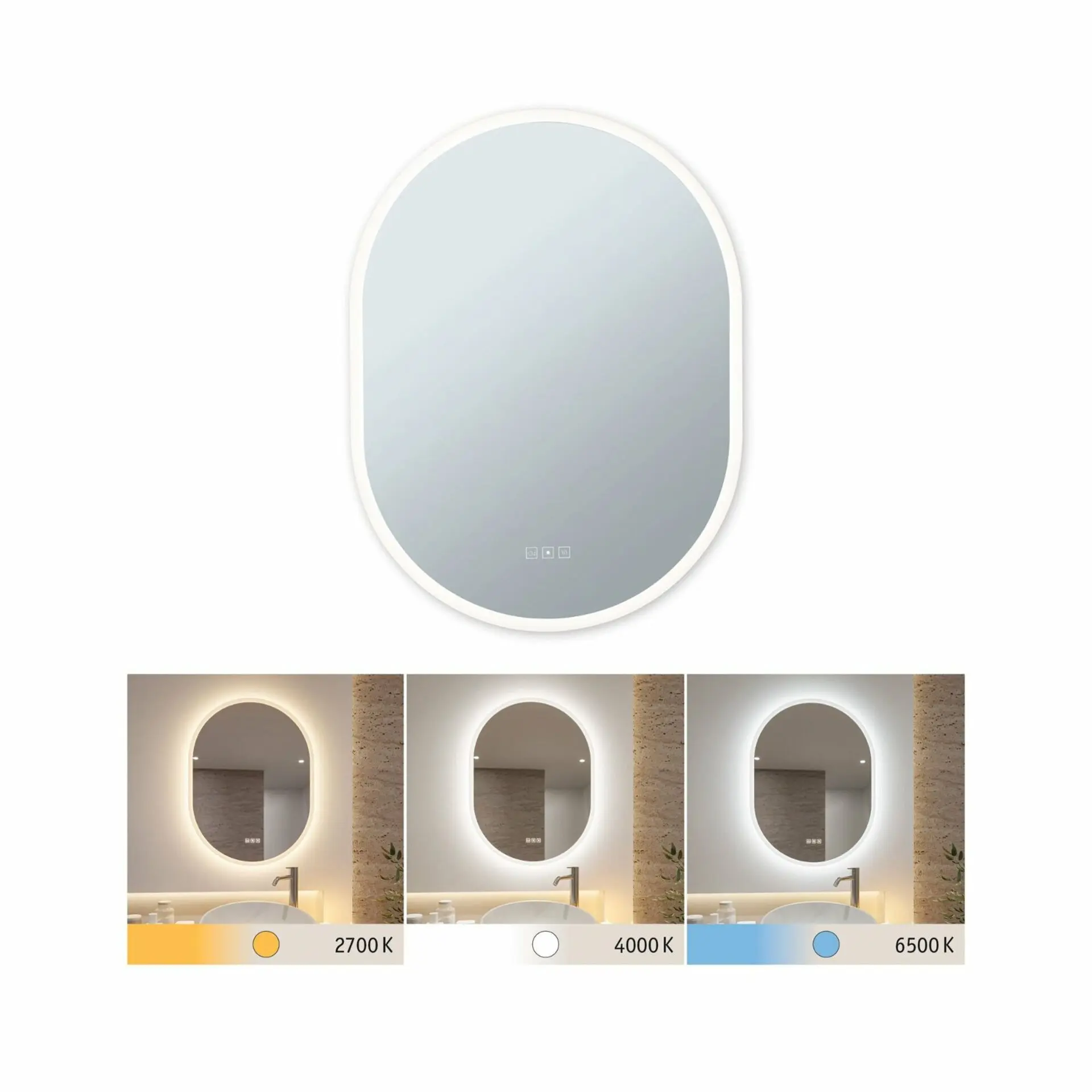 P 71087 LED zrcadlo s osvětlením Mirra IP44 CCT 230V 22W stmívatelné zrcadlo/bílá - PAULMANN