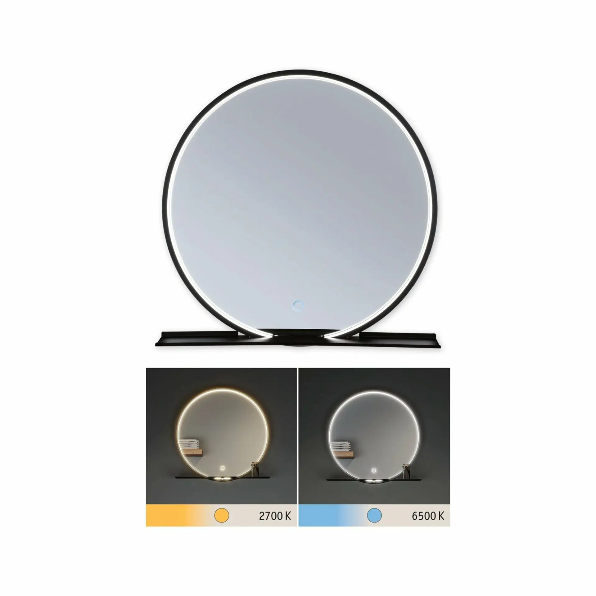 PAULMANN LED zrcadlo s osvětlením Miro IP44 měnitelná bílá 230V 10,5W zrcadlo/černá mat