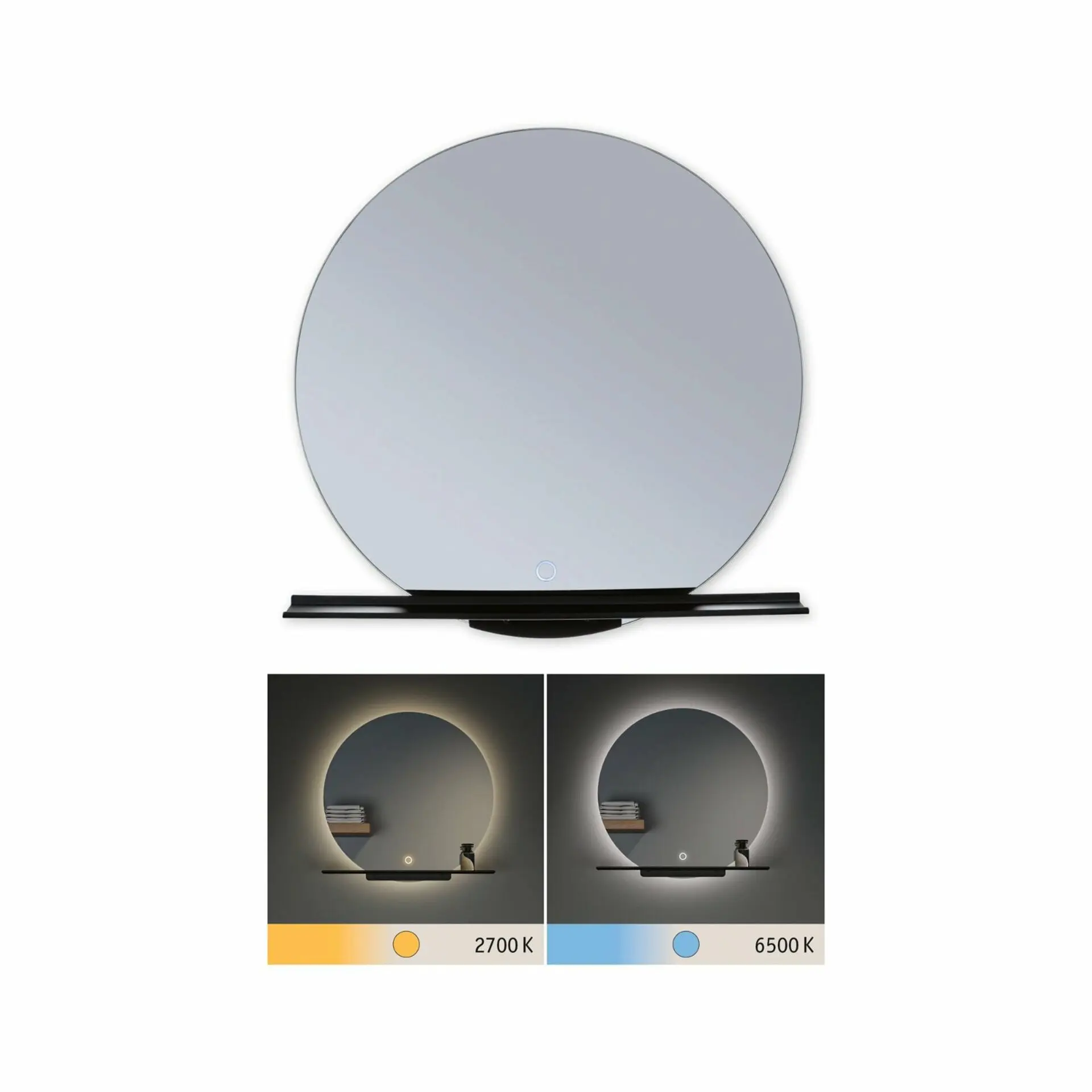 P 71091 LED zrcadlo s osvětlením Miro IP44 měnitelná bílá 230V 11W zrcadlo/černá mat - PAULMANN