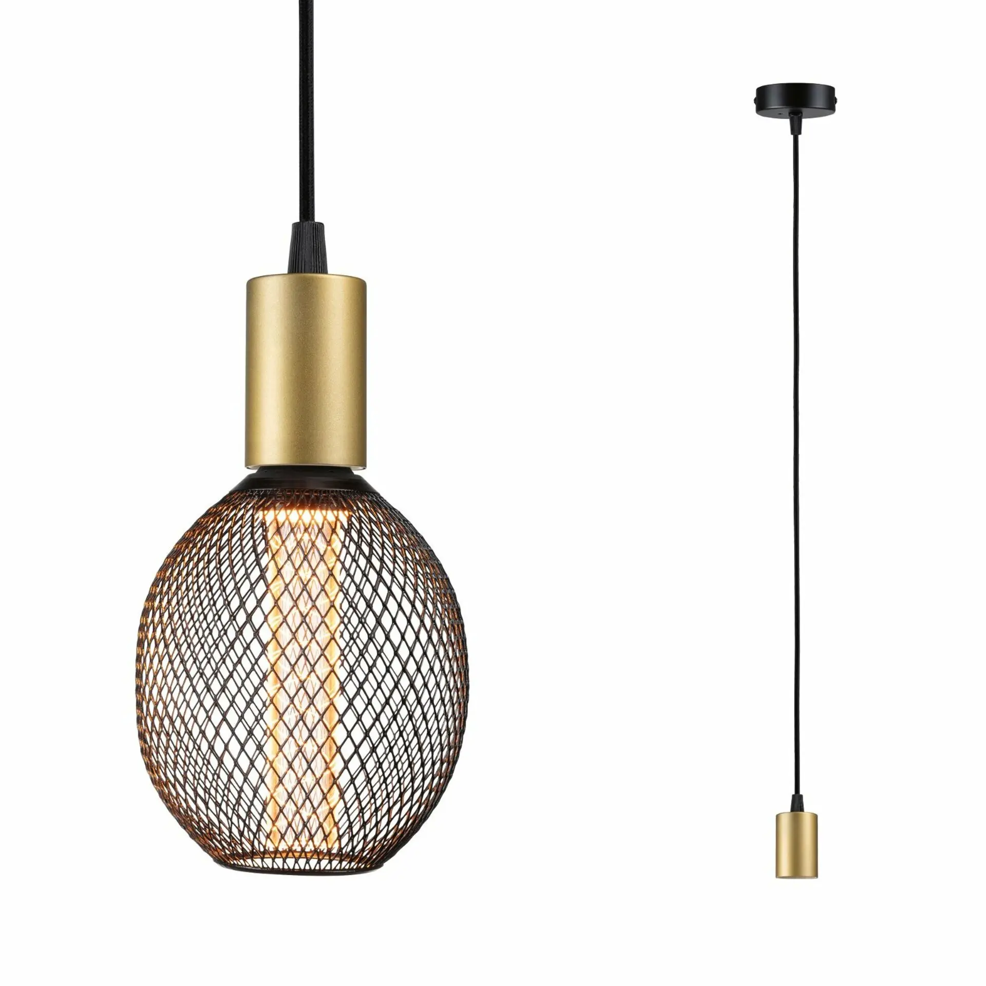P 71134 Závěsné svítidlo Ravi IP44 E27 max. 60W černá mat/zlatá - PAULMANN