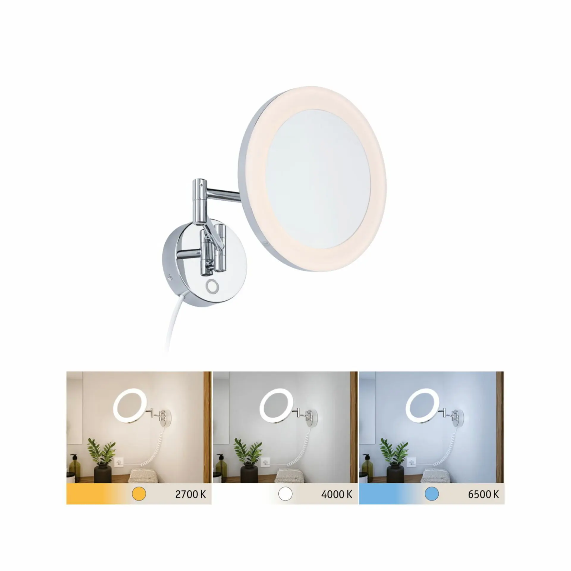 P 71148 LED kosmetické zrcadlo Masua IP44 CCT 230V 4W chrom - PAULMANN