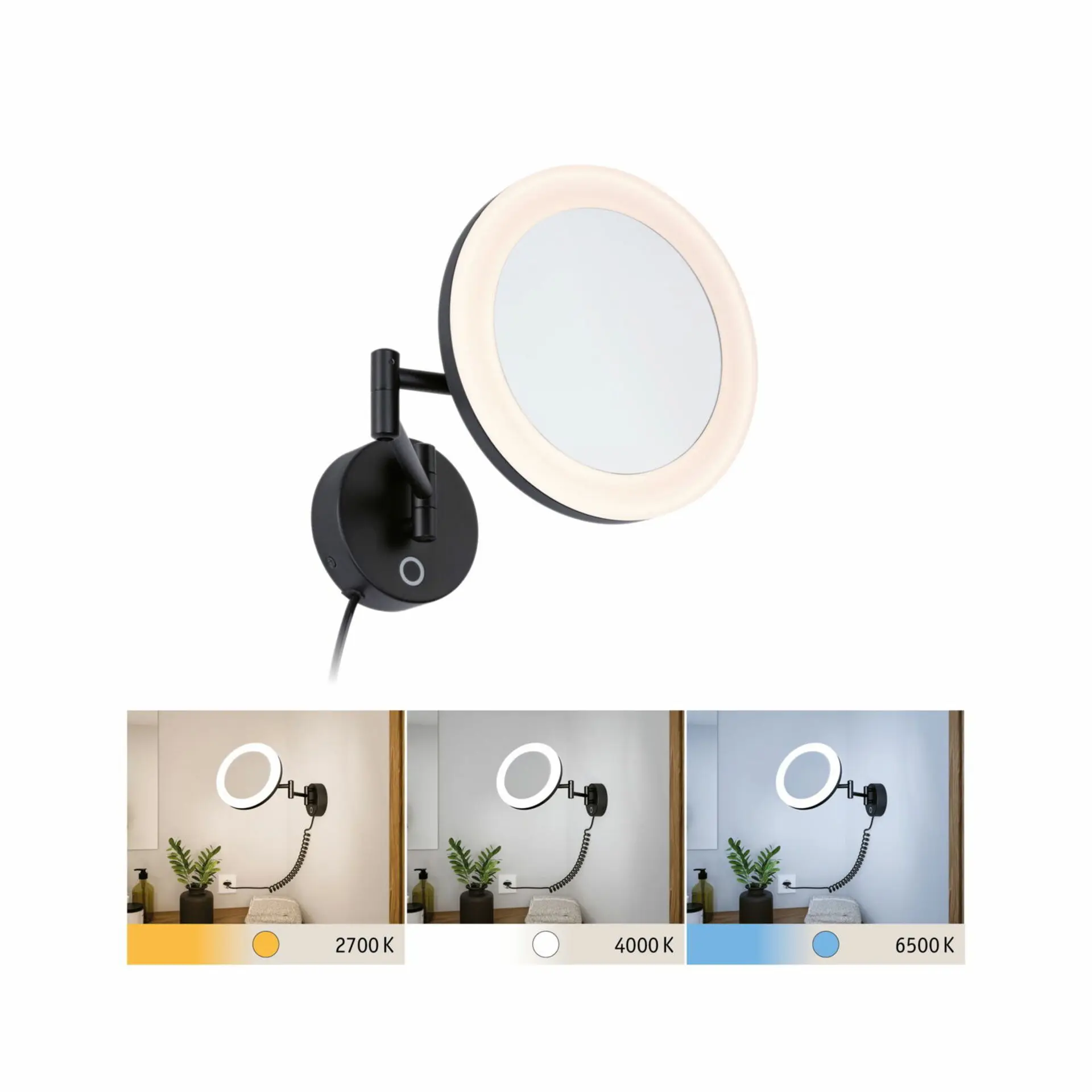 P 71149 LED kosmetické zrcadlo Masua IP44 CCT 230V 4W černá mat - PAULMANN