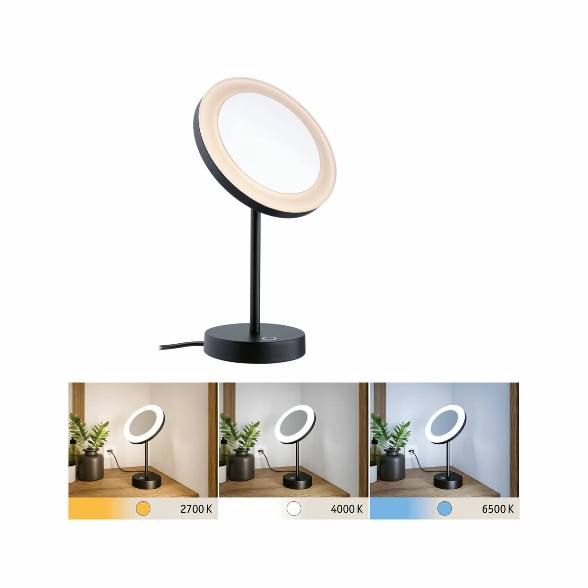 P 71151 LED kosmetické zrcadlo Masua IP44 CCT 230V 4W černá mat - PAULMANN