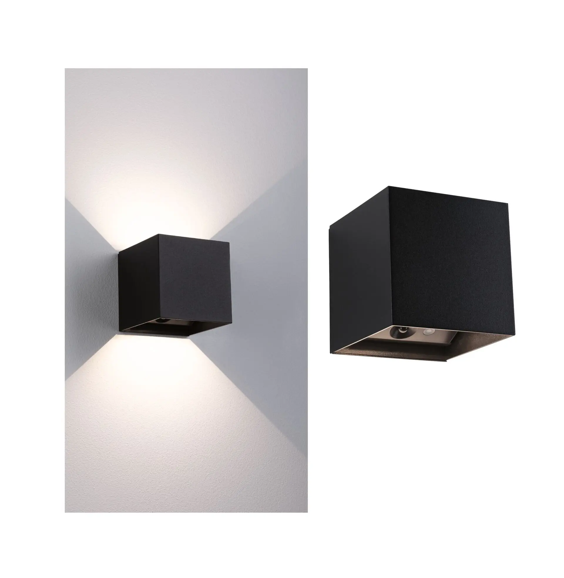 PAULMANN LED nabíjecí nástěnné svítidlo Nyara IP44 3000K 100x100mm 2x1W černá