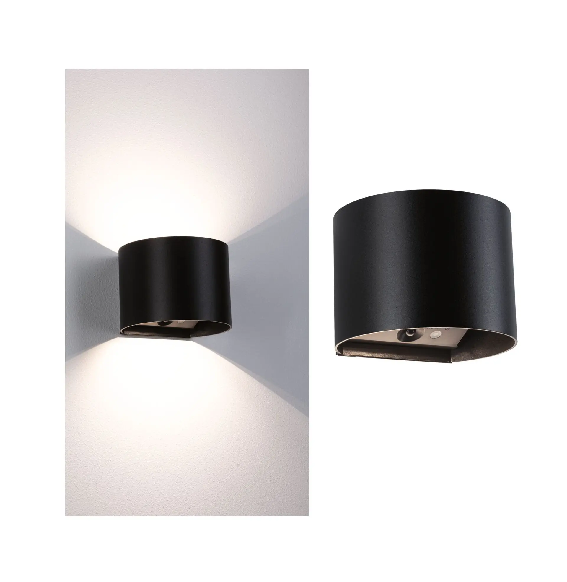 P 71284 LED nabíjecí nástěnné svítidlo Nyora IP44 3000K 135x120mm 2x1W černá - PAULMANN