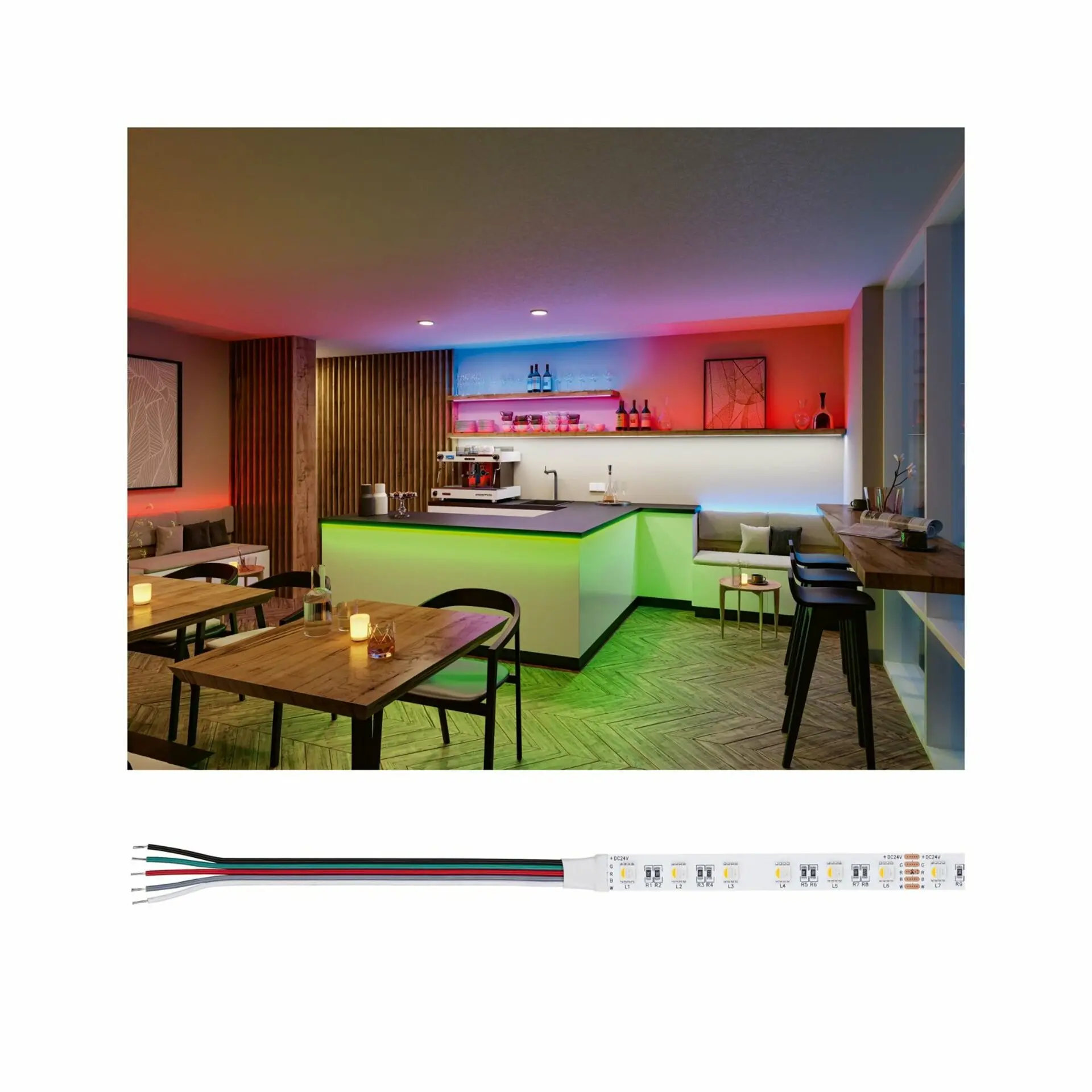 P 76012 Pro LED Strip Silver P25 830 5m 75W 300lm/m 60LEDs/m RGBW - PAULMANN