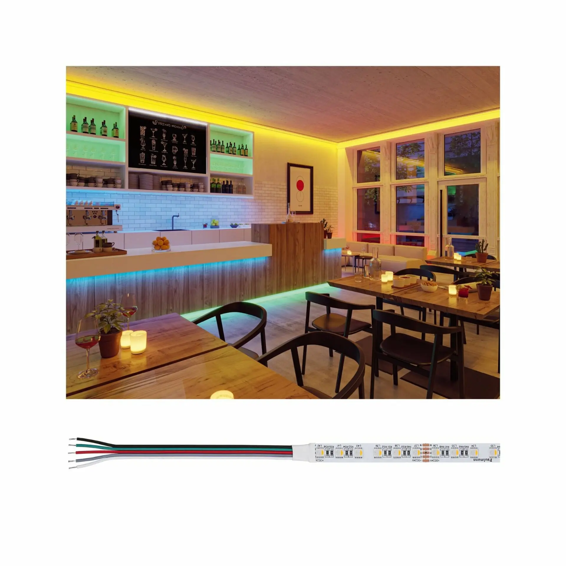 P 76020 Pro LED Strip Silver P75 830 5m 121W 700lm/m 84LEDs/m RGBW - PAULMANN
