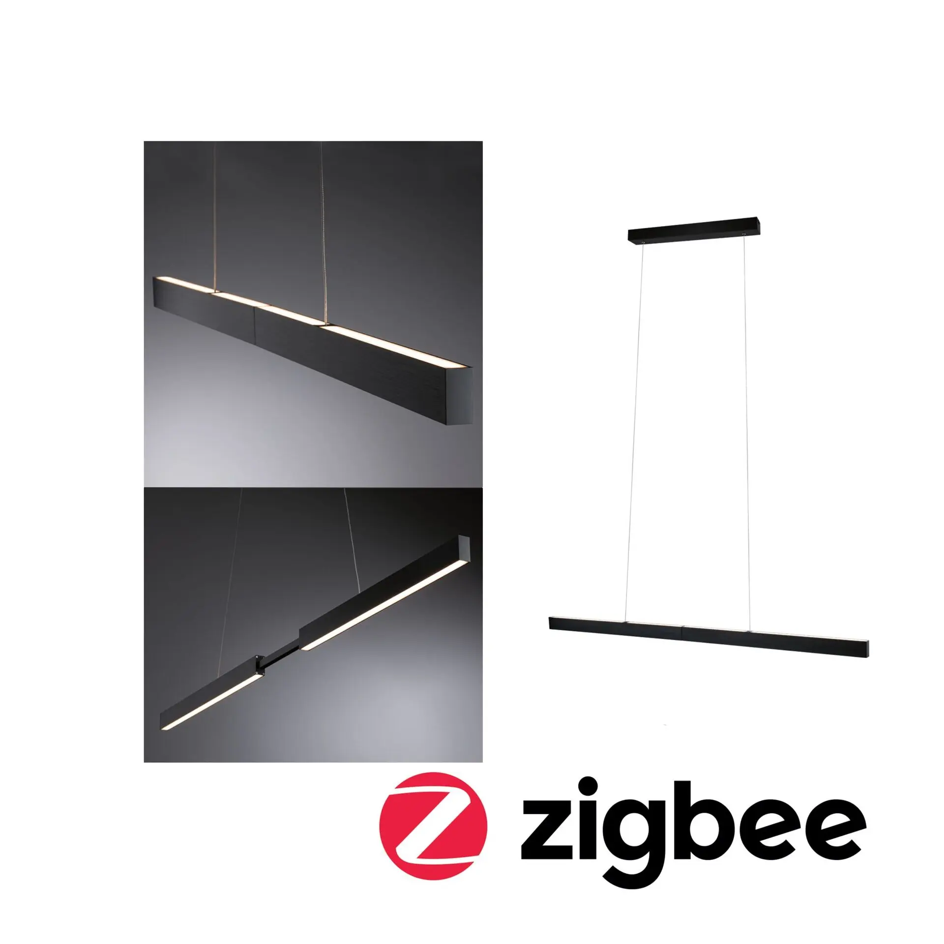 PAULMANN LED závěsné svítidlo Smart Home Zigbee 3.0 Aptare RGBW+ stmívatelné / 2x16W černá kartáčovaná