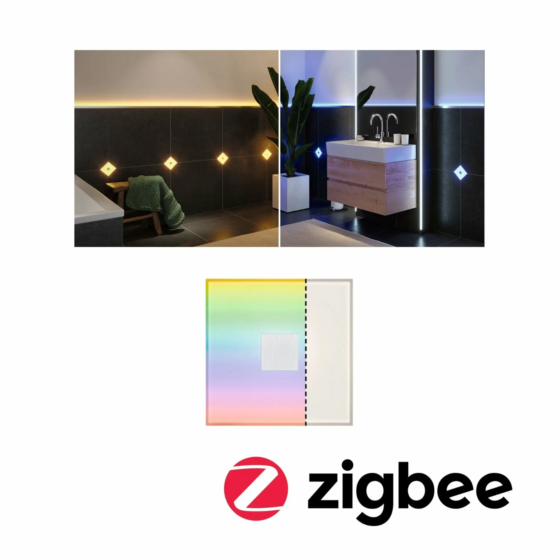 P 78414 LumiTiles LED dlaždice čtvercová IP44 100x10mm 12V 0,75W stmívatelné 2700K bílá umělá hmota/hliník - PAULMANN