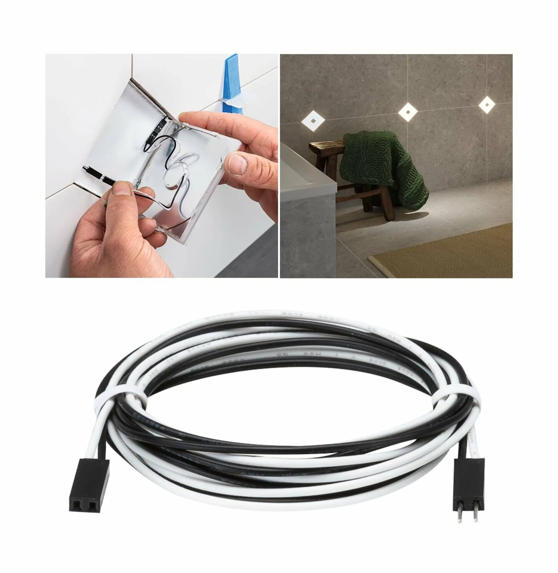 P 78416 LumiTiles kabel Square teplá bílá 0,7m 12V černá umělá hmota - PAULMANN