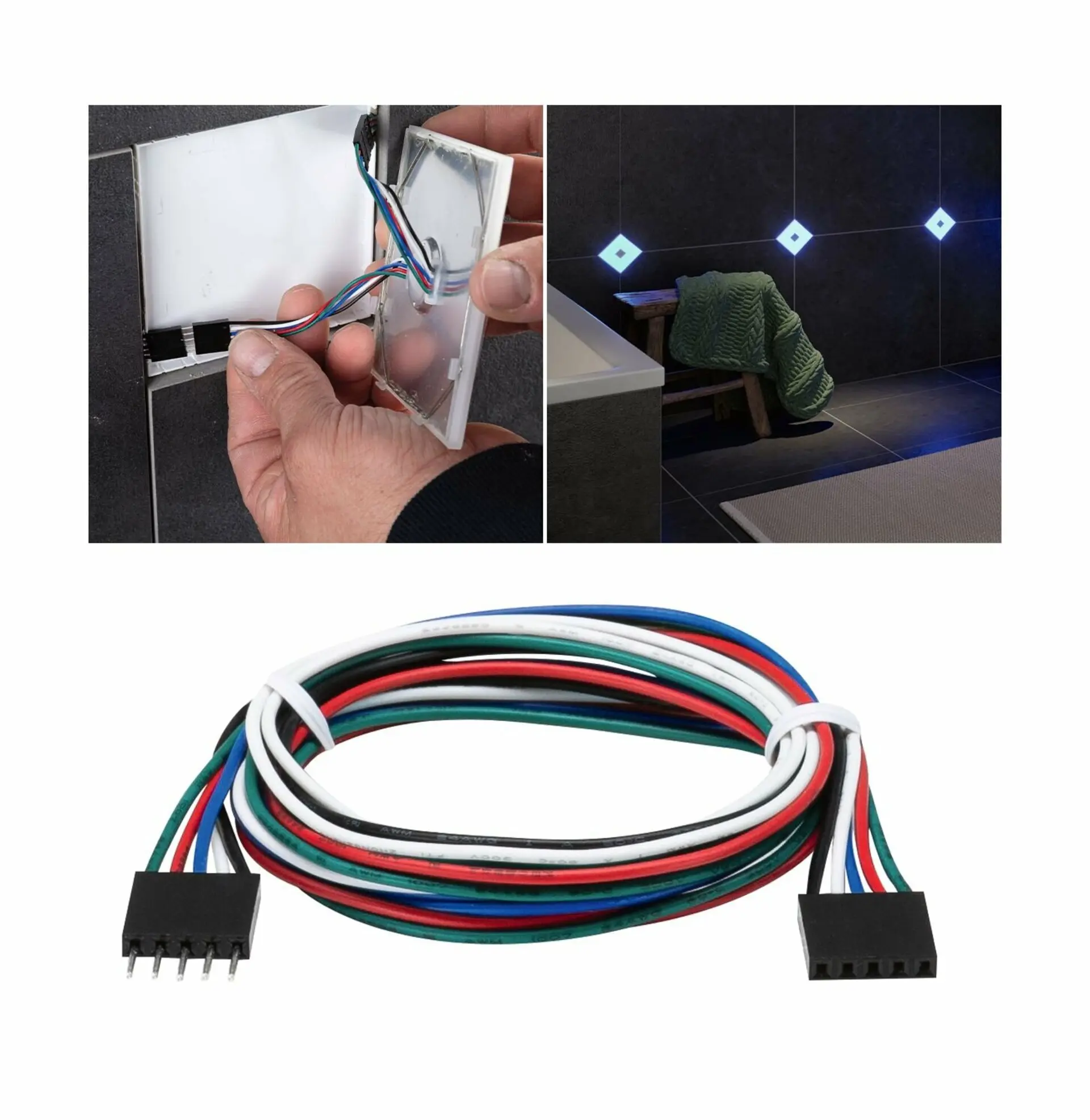 P 78420 LumiTiles kabel Square RGBW 0,7m 12V černá umělá hmota - PAULMANN