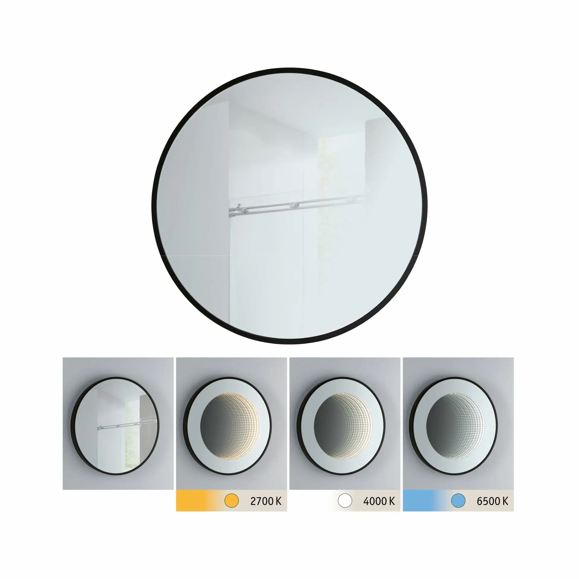 P 79561 LED zrcadlo s osvětlením Miro IP44 měnitelná bílá 230V 11,5W zrcadlo/černá mat - PAULMANN