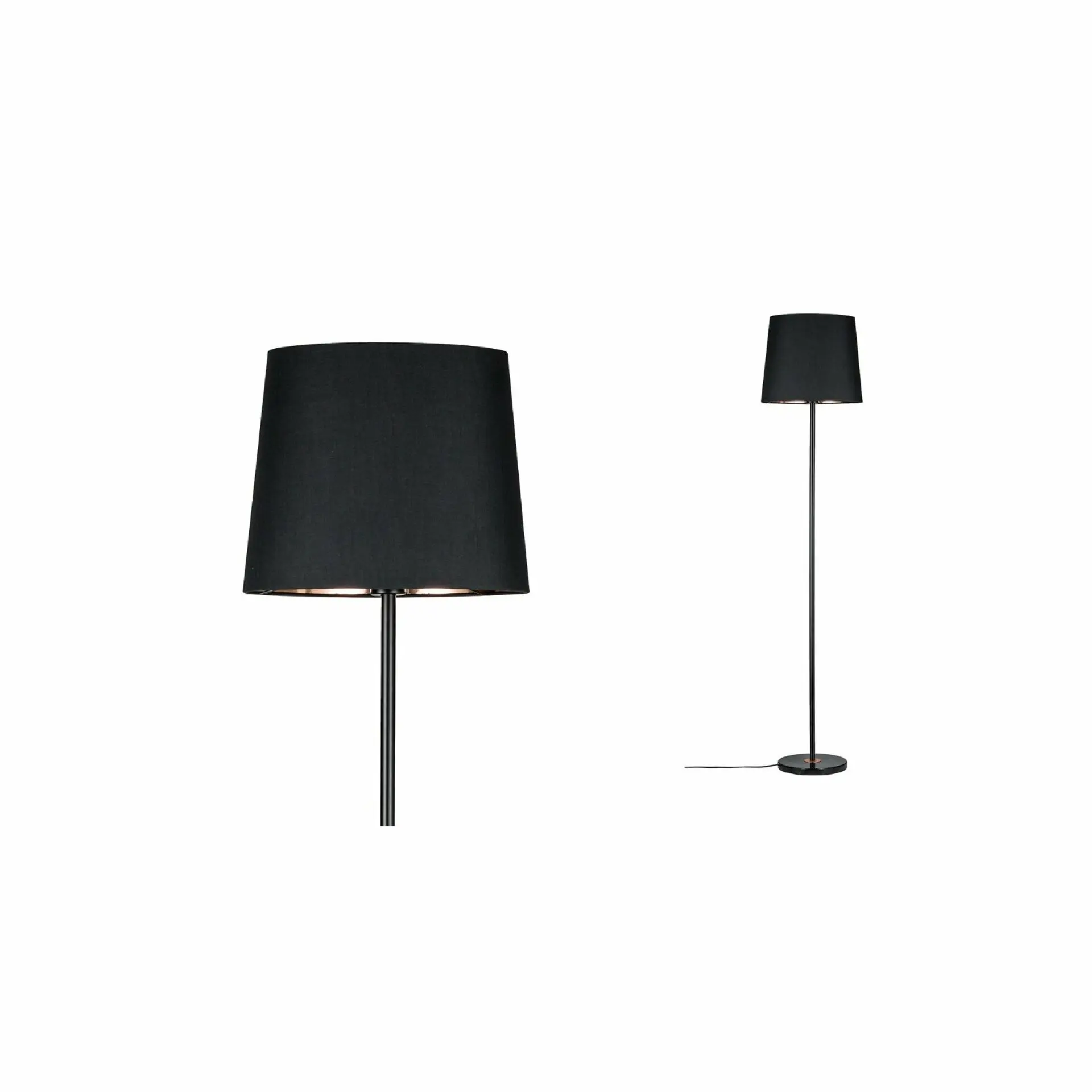 P 79612 Stojací lampa Neordic Enja látkové stínidlo černá / měď / mramor - PAULMANN
