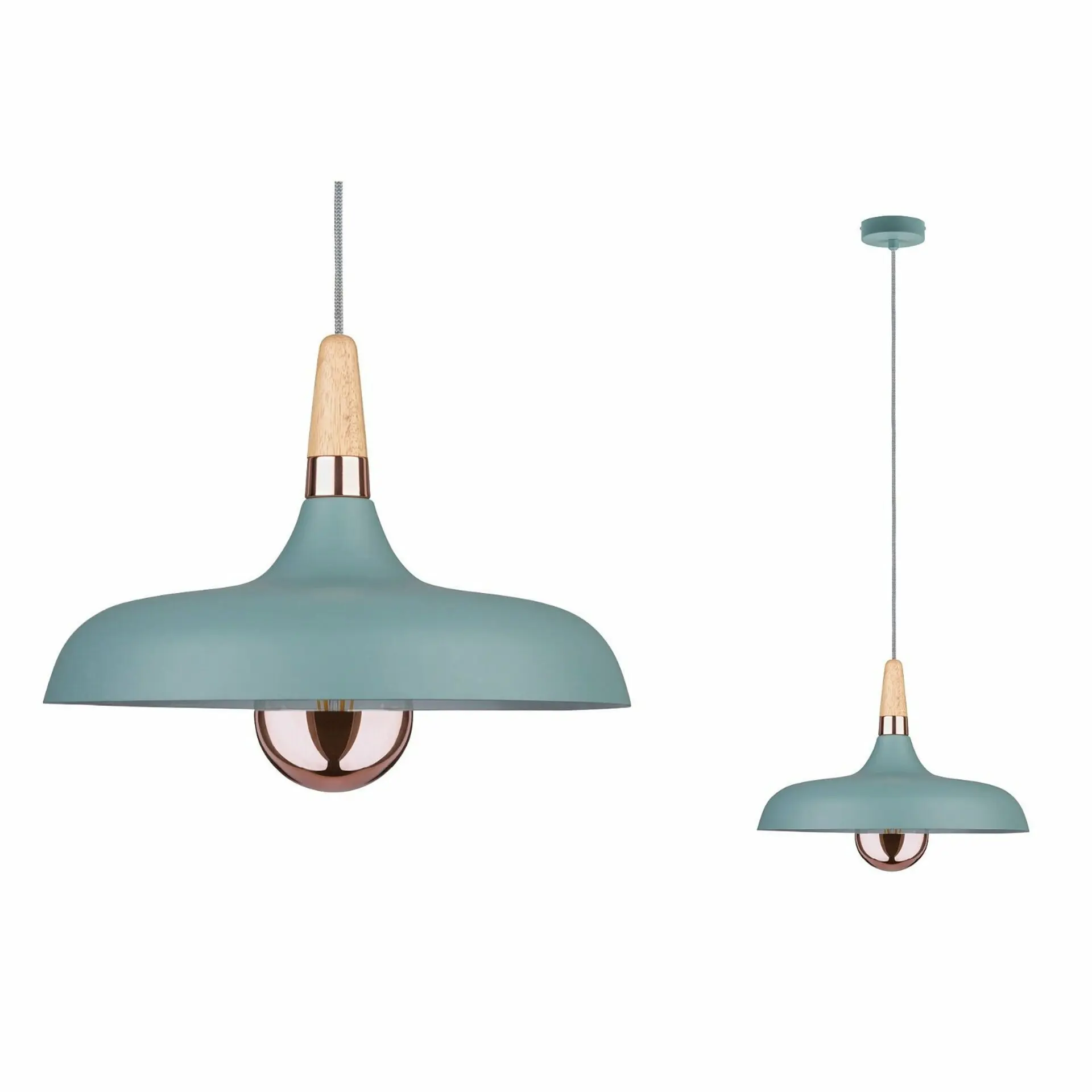 P 79655 Závěsné svítidlo Neordic Juna 34cm zelená / měď / dřevo - PAULMANN
