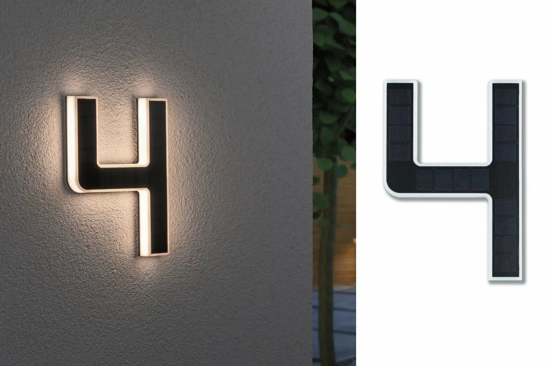 P 79845 Venkovní solární domovní číslo 4 IP44 3.000K 0,2W nabíjecí baterie výměnná - PAULMANN