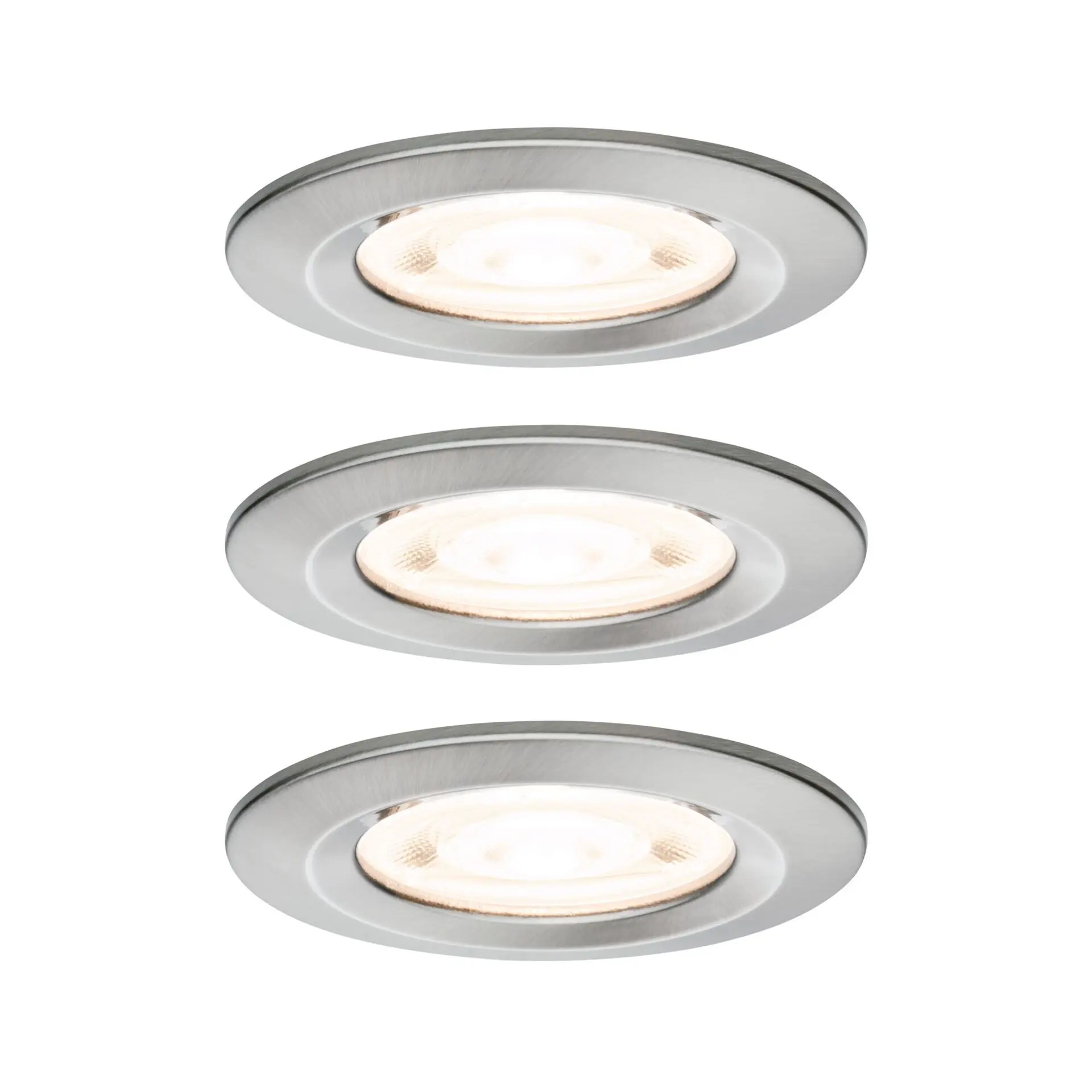 PAULMANN LED vestavné svítidlo 3-krokové-stmívatelné Nova GU10 Flat nevýklopné IP44 3x4,9W 230V stmívatelné 2700K kov kartáčovaný