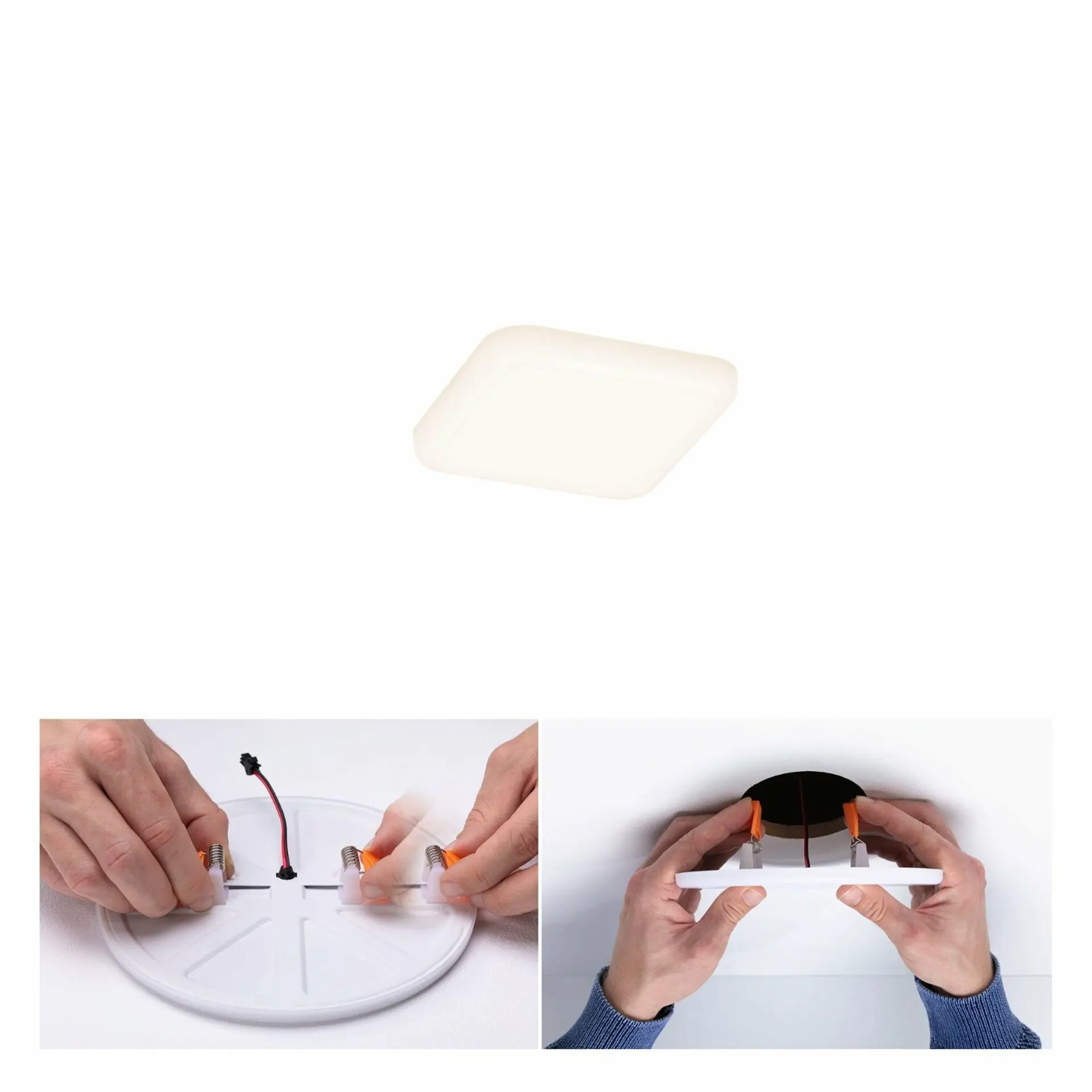 P 92393 LED vestavné svítidlo Veluna VariFit IP44 hranaté 75x75mm 4,5W 3.000K satén - PAULMANN