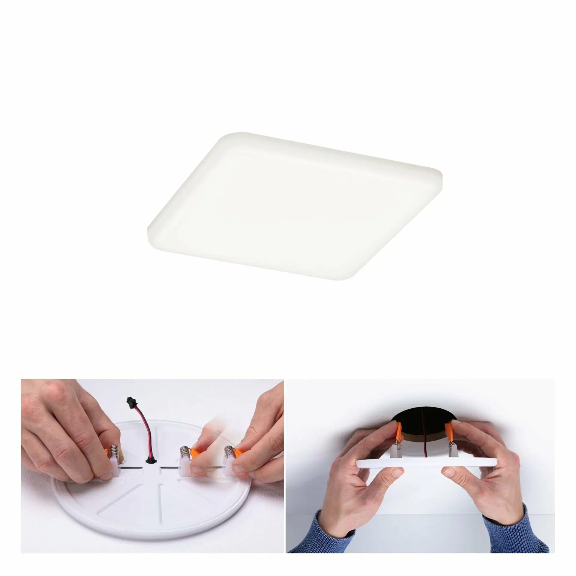 PAULMANN LED vestavné svítidlo Veluna VariFit IP44 hranaté 125x125mm 8,5W 4.000K satén 923.97