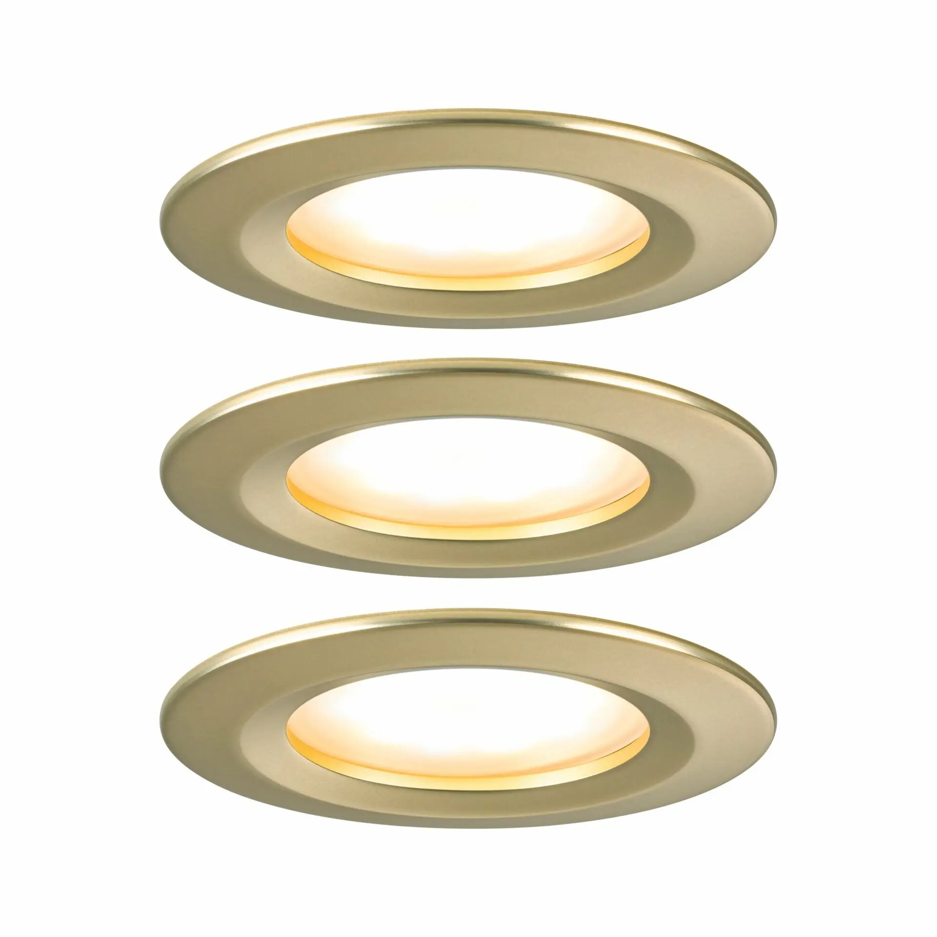 PAULMANN LED vestavné svítidlo 3-krokové-stmívatelné Nova Coin základní sada nevýklopné IP44 kruhové 74mm Coin 3x6W 230V stmívatelné 2700K zlatá mat
