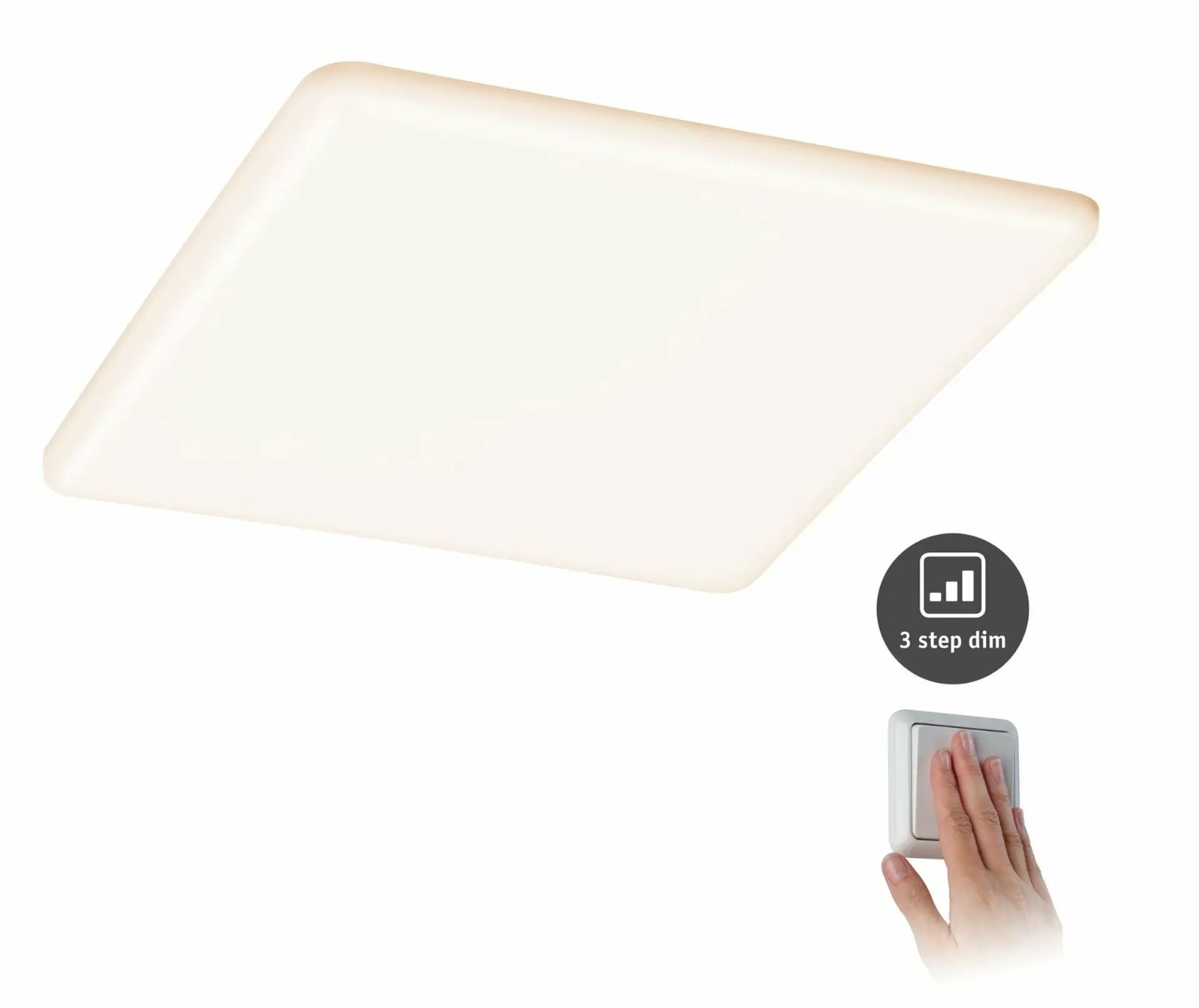 P 93062 LED vestavné svítidlo Veluna VariFit IP44 3-krokové-stmívatelné hranaté 215x215mm 21W 3.000K satén - PAULMANN