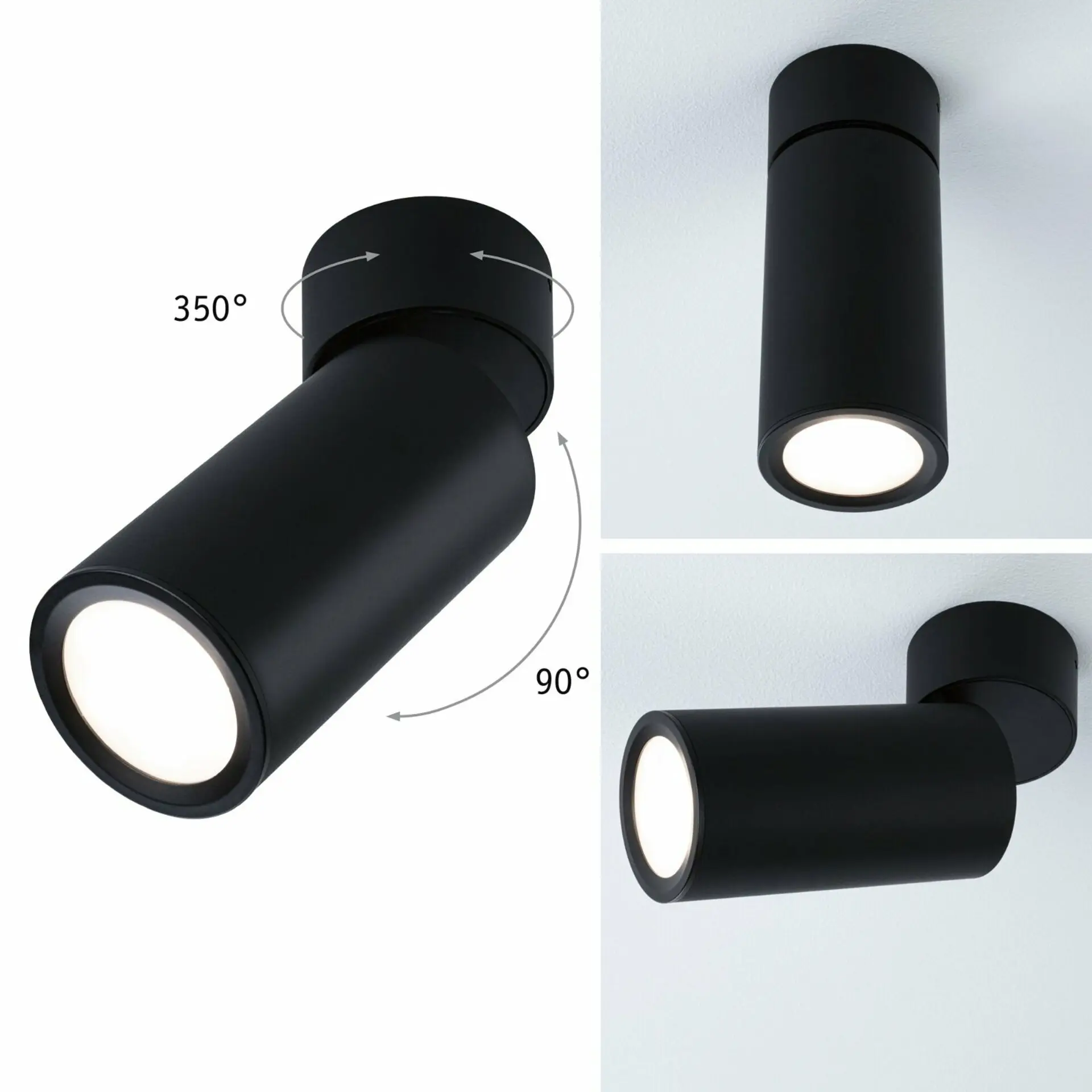 P 93089 LED stropní svítidlo 3-krokové-stmívatelné Turnal Coin 2700K 230V 6W stmívatelné černá mat - PAULMANN