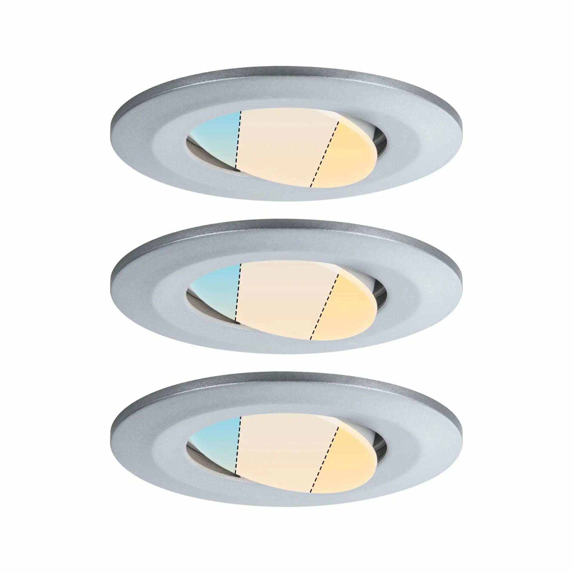 P 93095 HomeSpa LED vestavné svítidlo Calla 3ks sada výklopné IP65 90mm 30° 3x5W 230V CCT matný chrom - PAULMANN