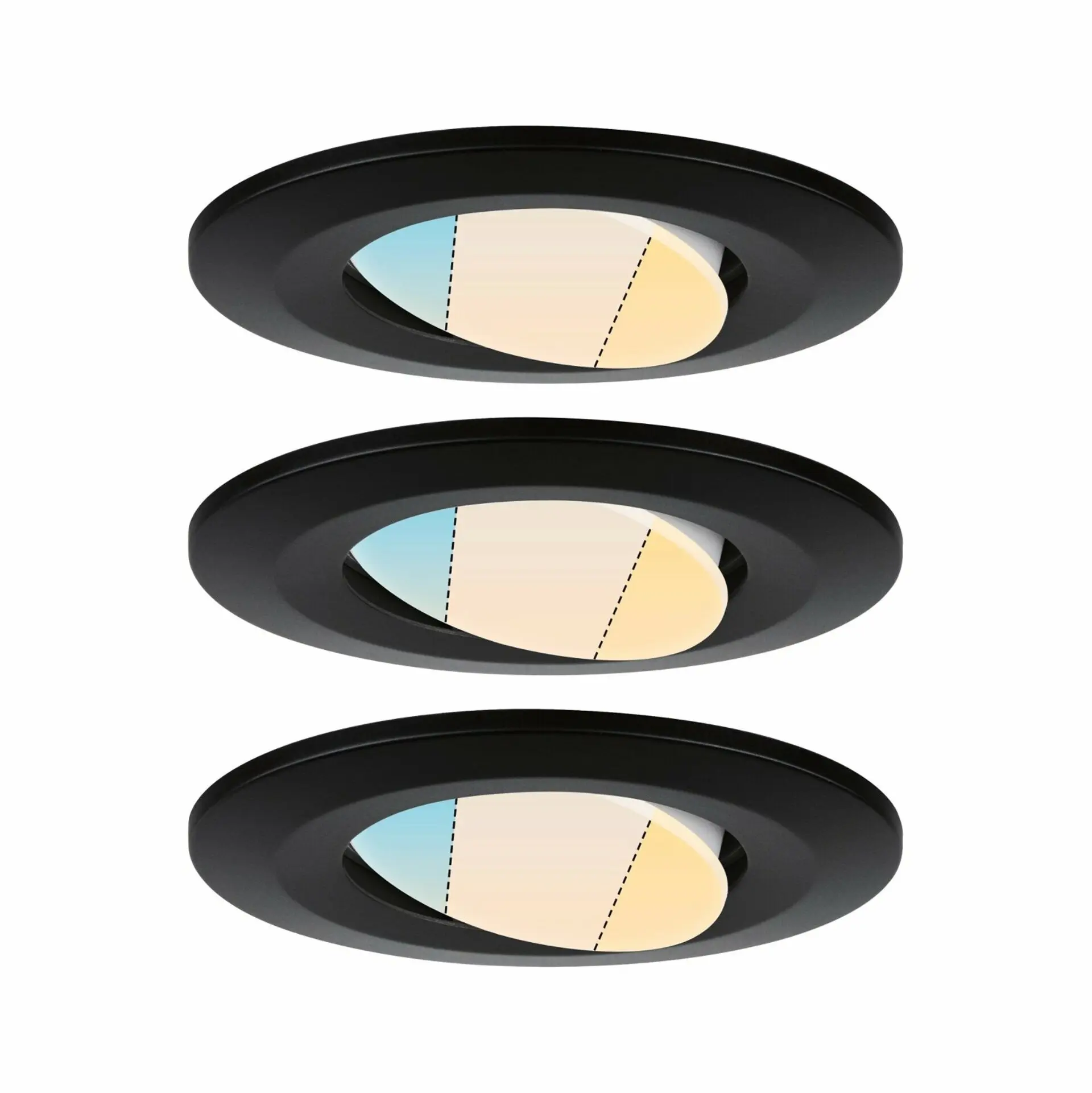 P 93096 HomeSpa LED vestavné svítidlo Calla 3ks sada výklopné IP65 90mm 30° 3x5W 230V CCT černá mat - PAULMANN