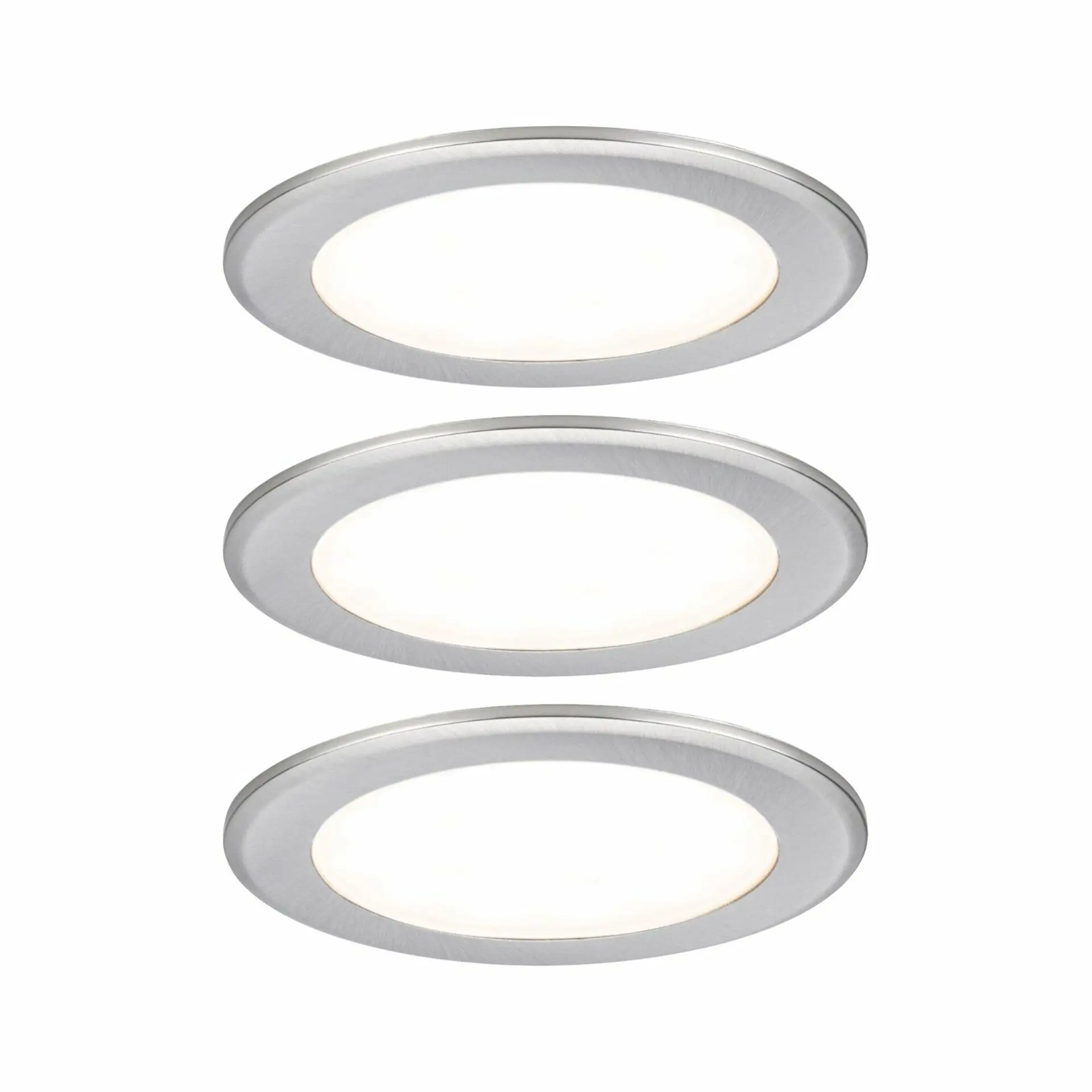P 93116 LED vestavná nábytková svítidla 3ks sada kruhové 65mm 3x2,5W 230/12V 3000K kov kartáčovaný - PAULMANN