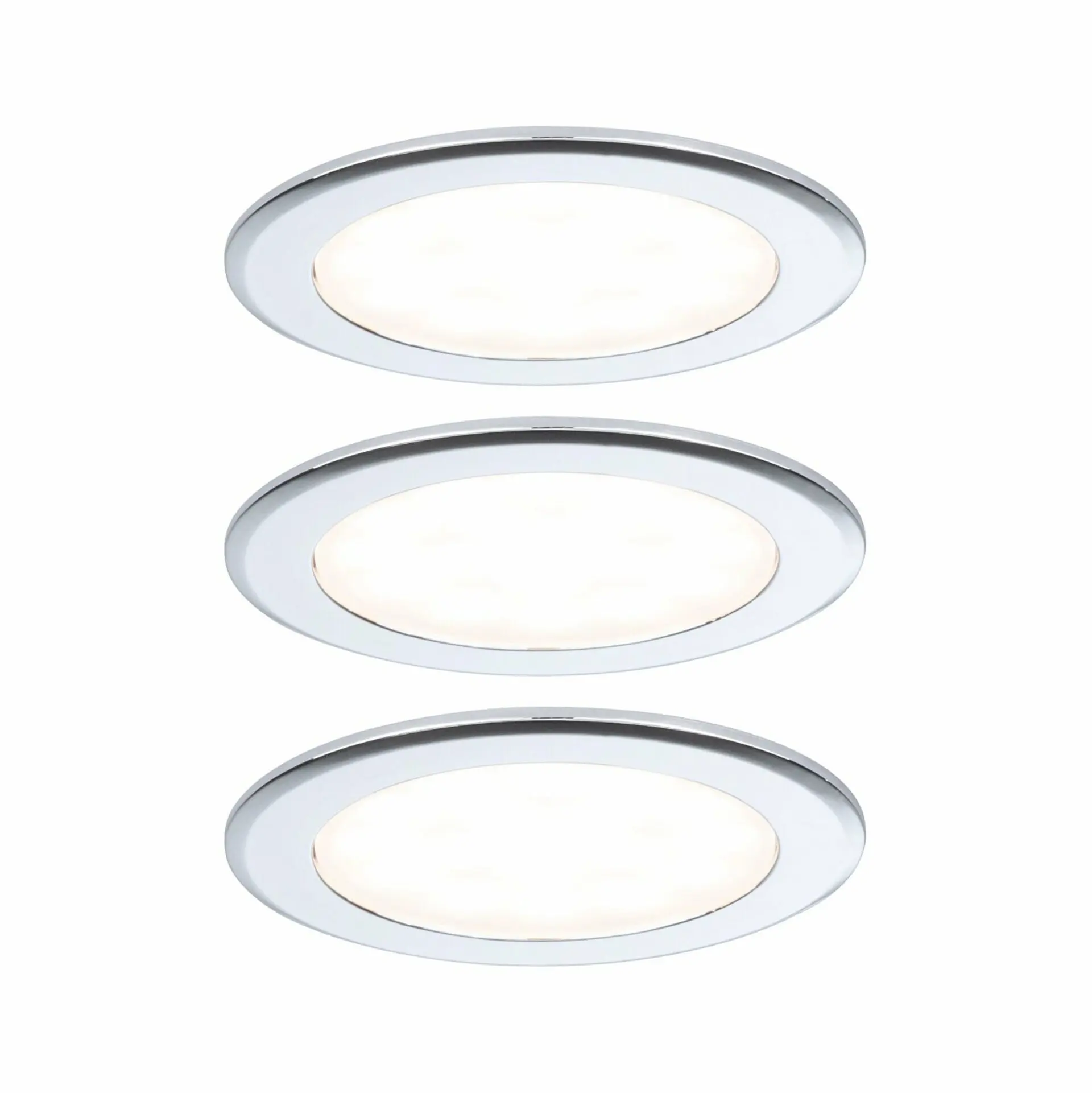 P 93118 LED vestavná nábytková svítidla 3ks sada kruhové 65mm 3x2,5W 230/12V 3000K chrom - PAULMANN