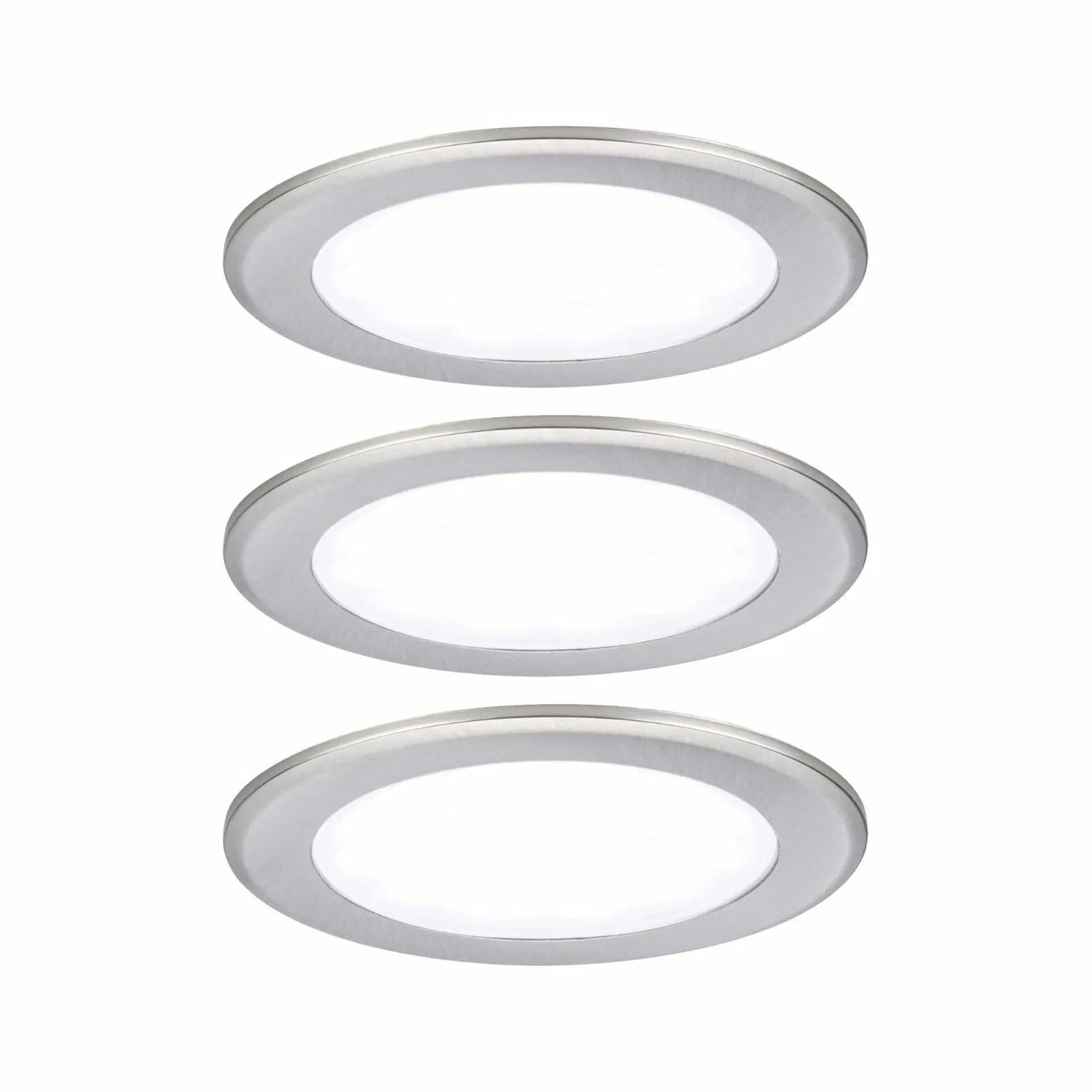P 93121 LED vestavná nábytková svítidla 3ks sada kruhové 65mm 3x2,5W 230/12V 4000K kov kartáčovaný - PAULMANN
